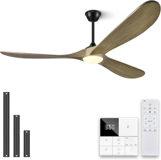 Eliora 60 Inch Ceiling Fans with Lights, Wood Outdoor Ceiling Fan for Patio and Remote Control Rustic Propeller Large Ceiling Fans with Light Farmhouse Indoor Quiet High cfm, Bronze Gray