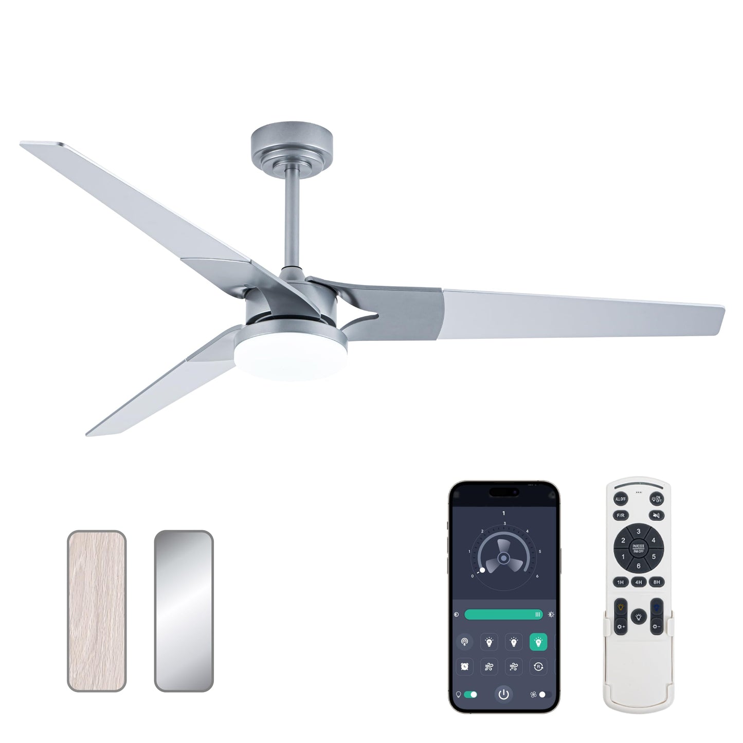 Gold Ceiling Fan with Lights and Remote, 52 In | 3 Blade Style, App Remote Control, Timer, Reversible, 3CCT, 6 Speed, 2 Color Blade for Indoor, Bedroom, Living Room