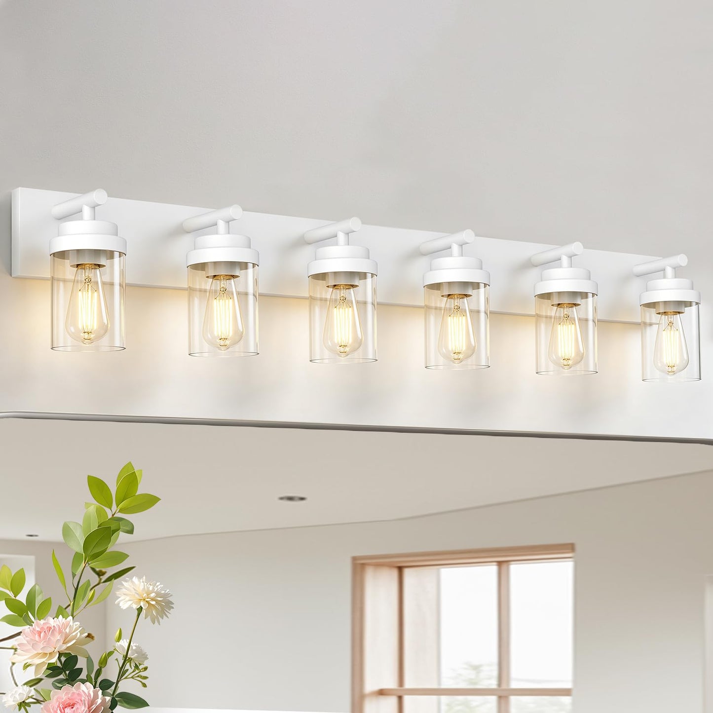 IZORRO Bathroom Vanity Light Fixture, 3-Light 22 Inch Matte Black Bathroom Light Fixtures Over Mirror, with Clear Glass Shade, Modern Farmhouse Vanity Lights, Rustic Restroom Lighting Fixtures