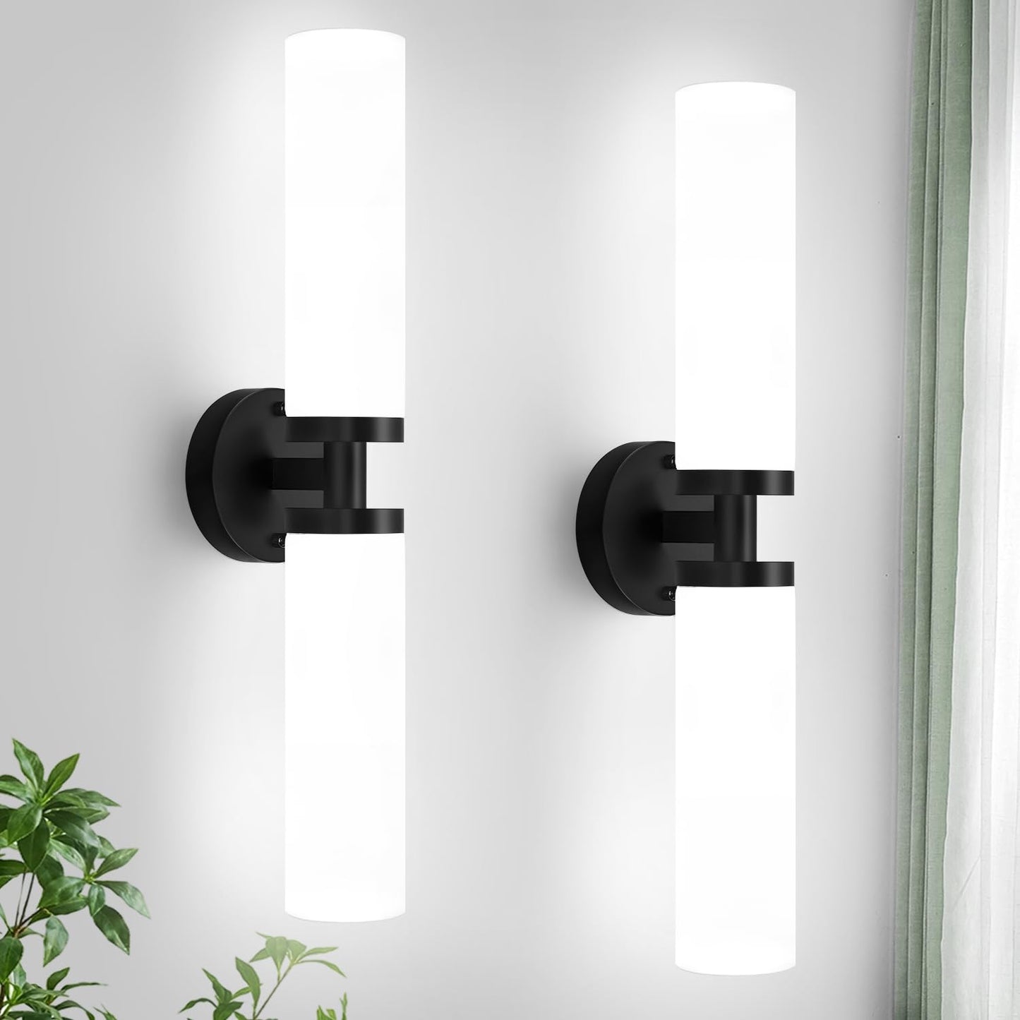 Indoi Hardwired Wall Sconces Set of Two, 22" Black and Gold Bathroom Sconces with Clear Glass, Modern Sconces Wall Decor Set of 2 Wall Light fixtures for Bathroom Mirror Living Room Hallway Bedroom