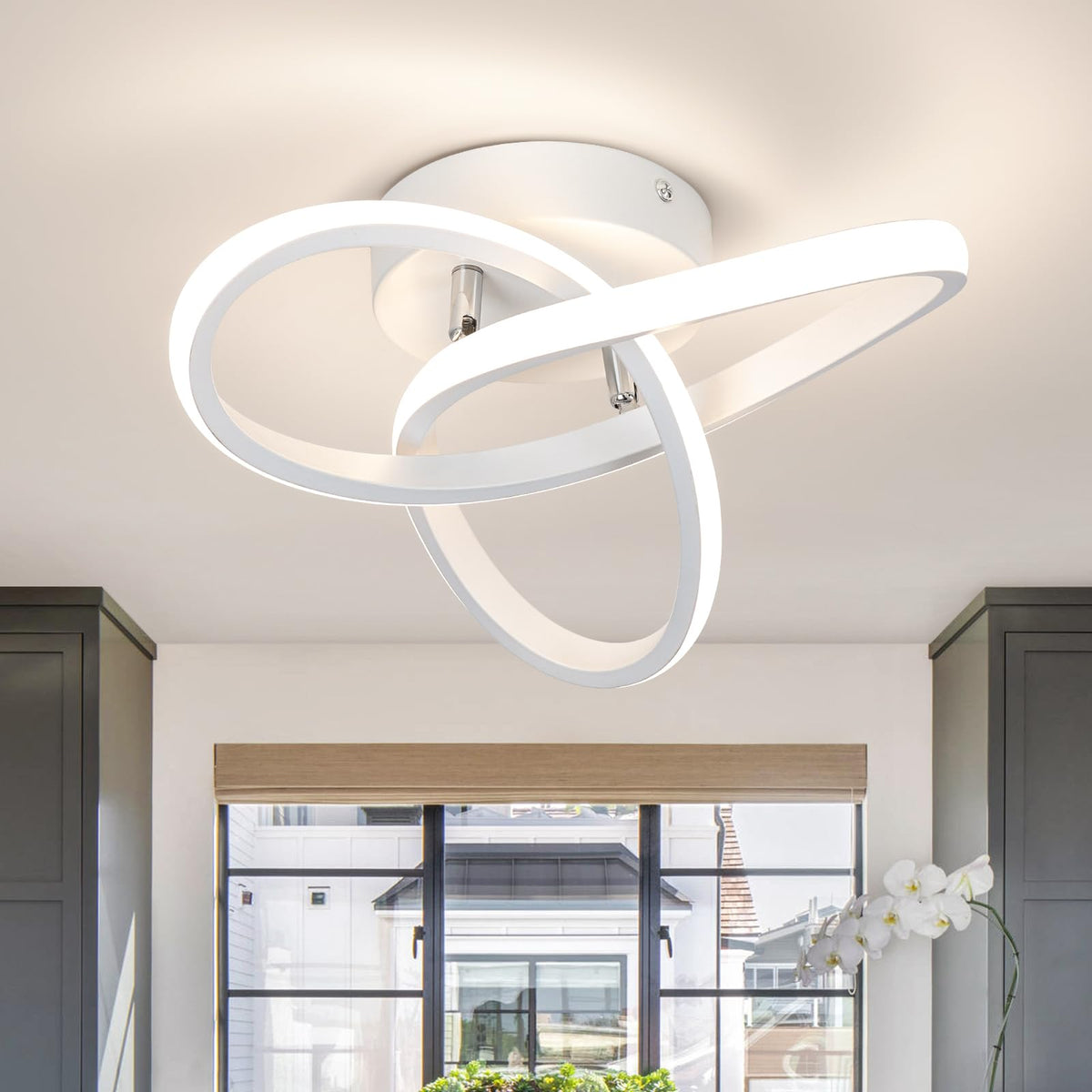 CANEOE Hallway Light Acrylic Modern LED Ceiling Light Fixtures Cool White 6000K Close to Ceiling Lights for Bedroom Bathroom Kitchen Balcony Corridor Stair Aisle Curved Creative Design Celing lamp
