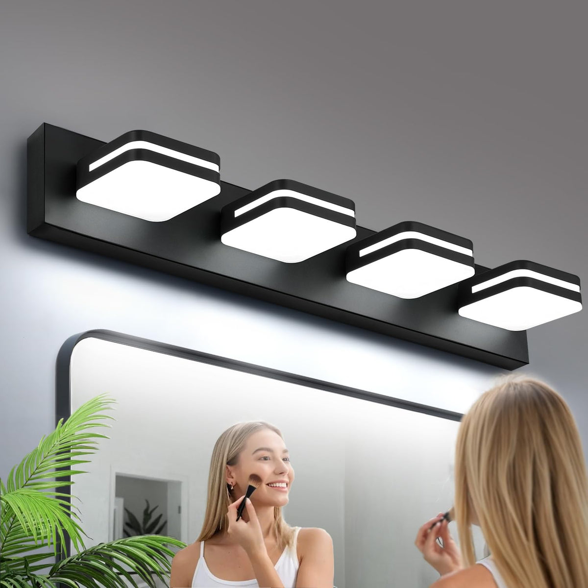 Torondo 360° Rotate LED Bathroom Vanity Light Fixtures, Acrylic Vanity Lights for Bathroom, Modern Wall Lighting Fixtures Over Mirror Living, Brushed Nickel, Natural White, 3-Light, 17-Inch