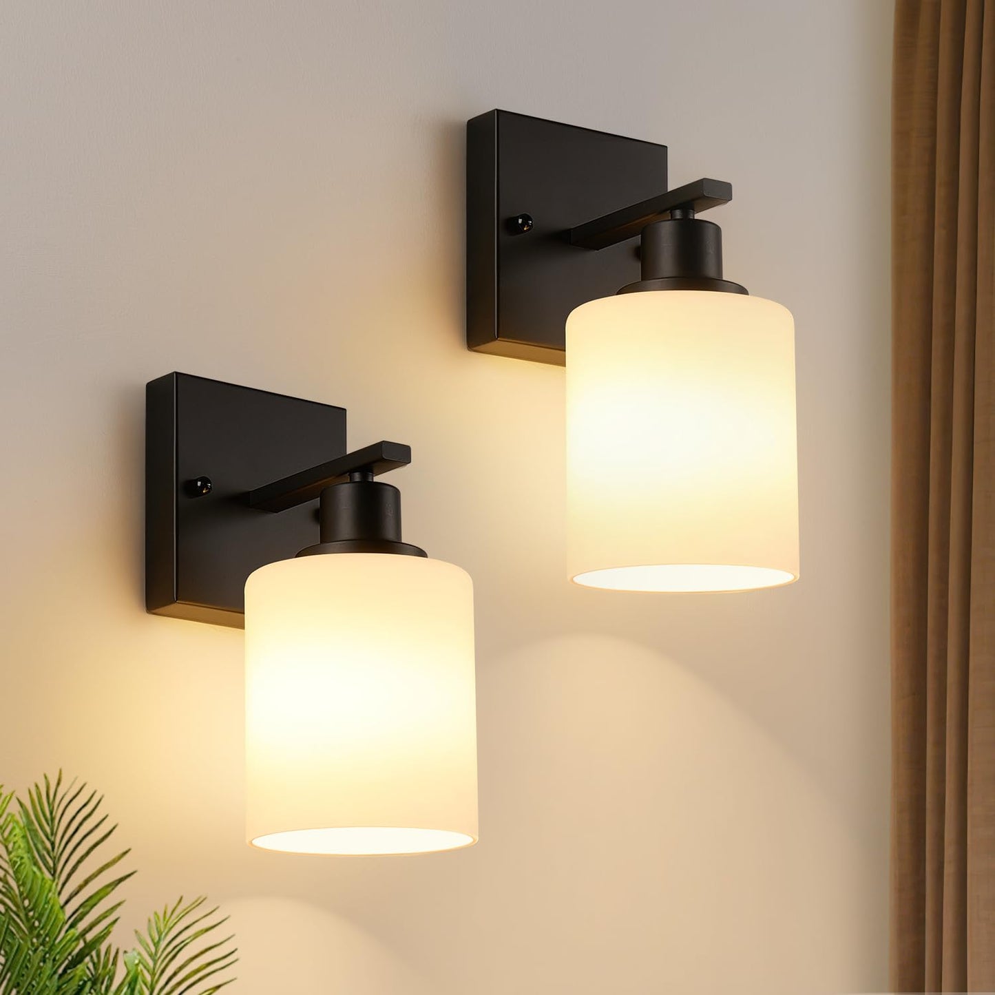 MOKATNG 4-Light Vanity Light with Milky White Shades, Brushed Nickel Bathroom Lighting Fixtures Over Mirror, Modern Bathroom Wall Lamp for Mirror Living Room Cabinet Bedroom