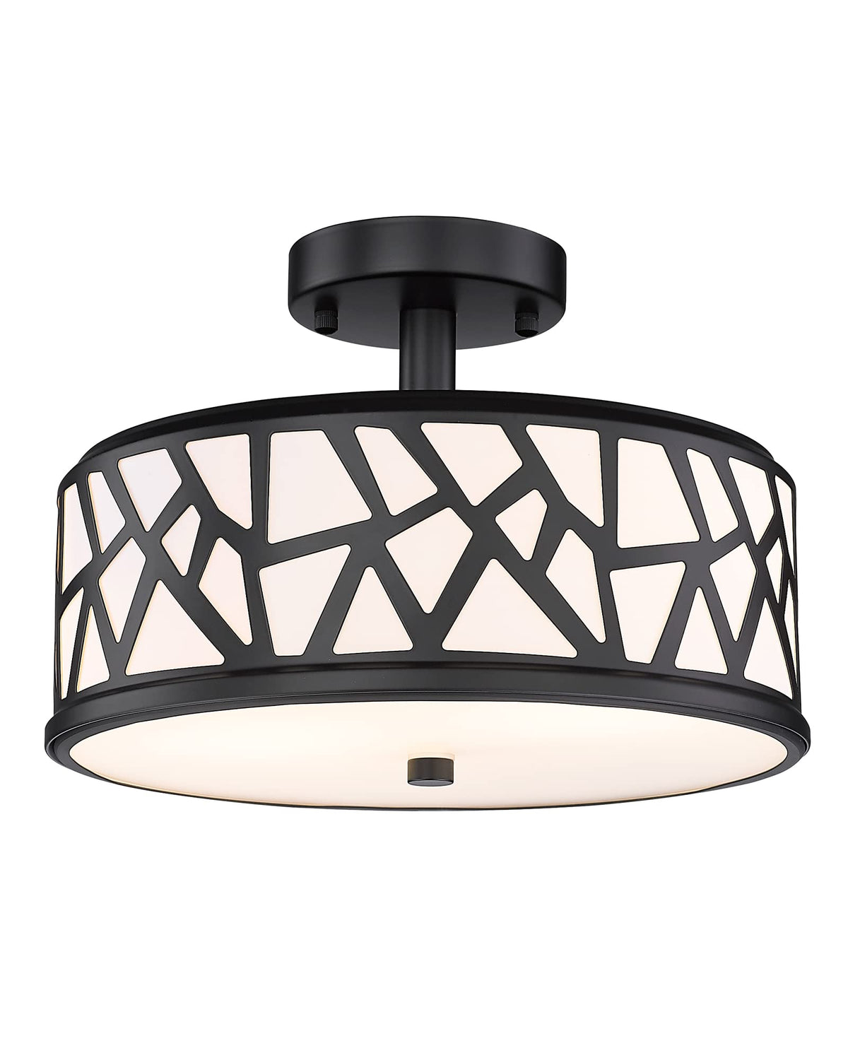 2-Light Flush Mount Ceiling Light, 12 Inch Modern Light Fixtures | Ceiling Mount with White Metal and Frosted Glass Shade for Bedroom,Hallway, Kitchen