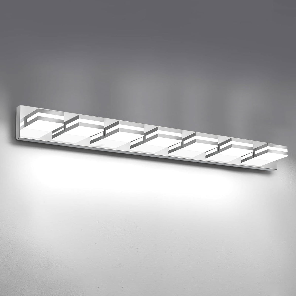 IZORRO LED Modern Bathroom Lights Fixtures(4-Light,Dimmable,360°Rotate),Matte Black Acrylic Wall Lighting,Vanity Lights for Bathroom Over Mirror - 6000k 24In （No Assembly Required）