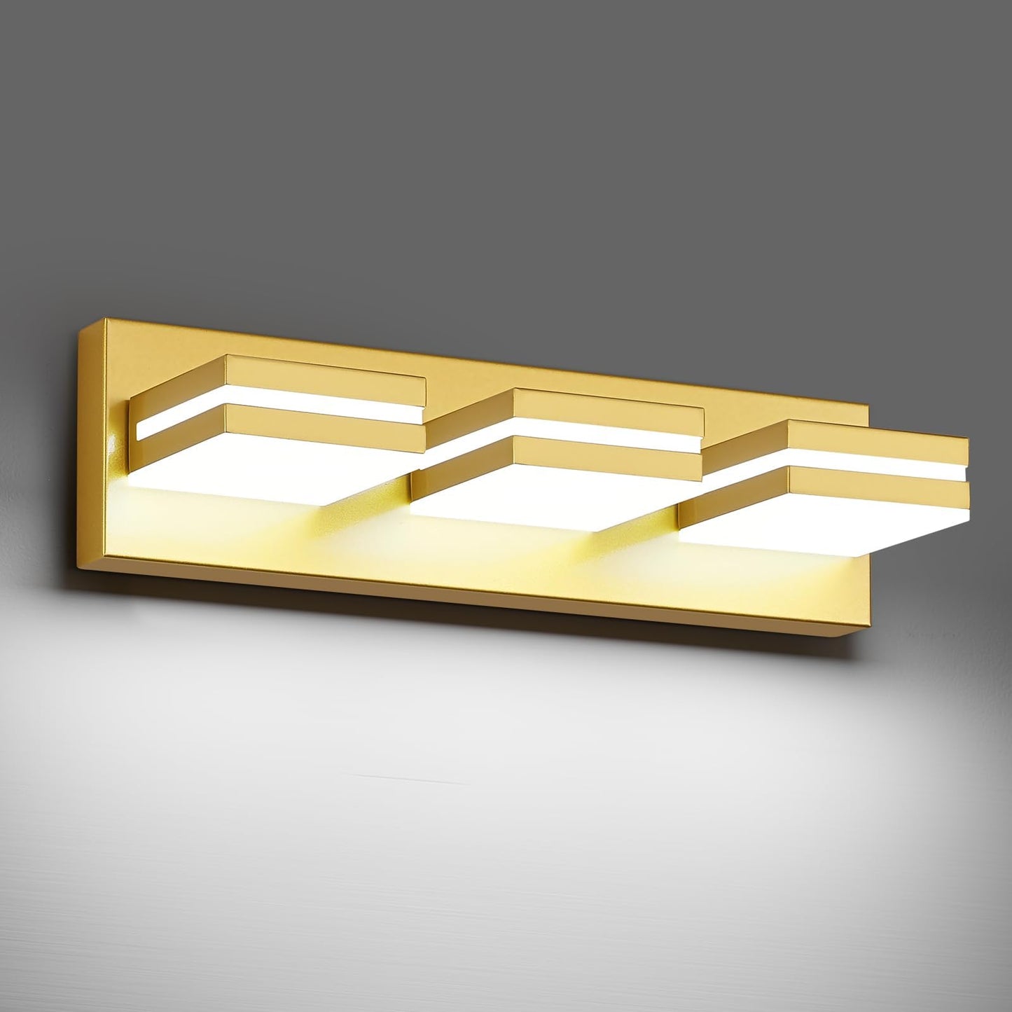 Modern LED Small Black Acrylic Bathroom Lights Fixtures 3-Light | Wall Lighting,Vanity Lights for Bathroom Over Mirror 6000K 350°Rotate（No Assembly Required）