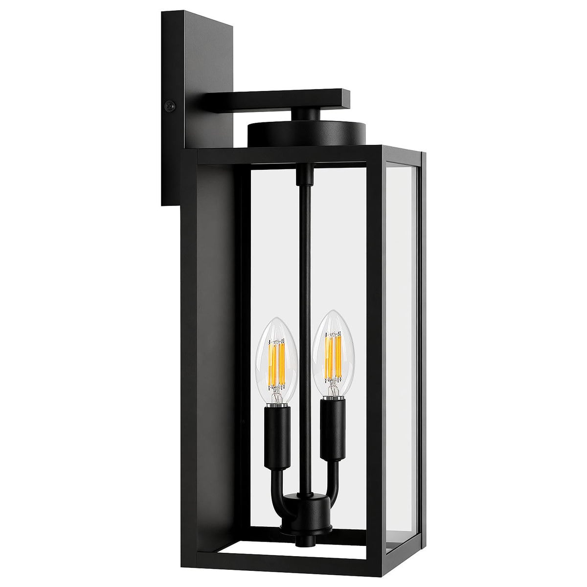 Outdoor Wall Light Fixture, Modern Outside Porch Sconce, Black | Waterproof, Rust-Resistant, Durable Metal with Clear Glass, Standard E26 Socket, Easy to Install