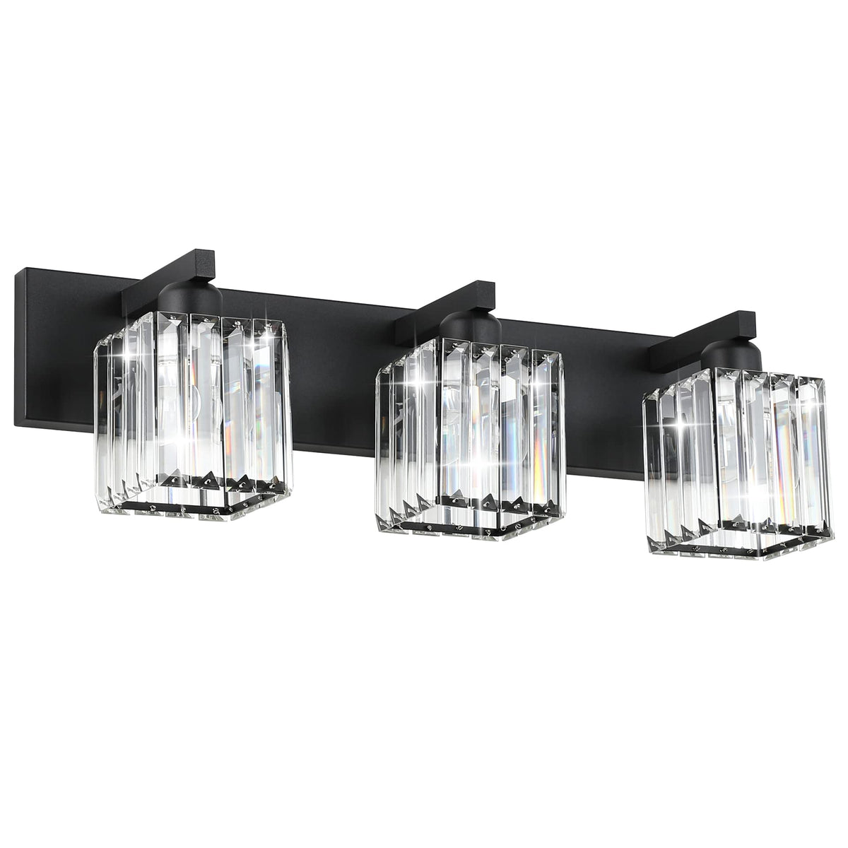 Aipsun Brushed Nickel Vanity Light Bathroom Lighting Fixtures 3 Light Crystal Modern Bathroom Vanity Light (Exclude Bulb)
