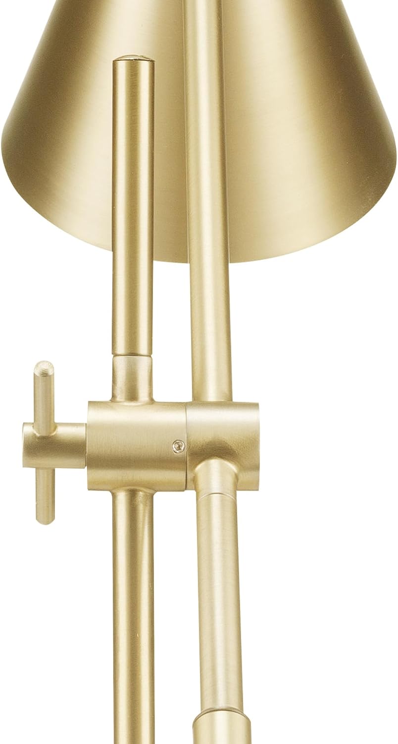 Globe Electric x Novogratz 52887 18" Desk Lamp, Matte Brass Finish, Adjustable Height, Balance Arm, Rotary Switch on Shade, Modern Lighting for Bedroom or Office, E26 Base 50W Bulb
