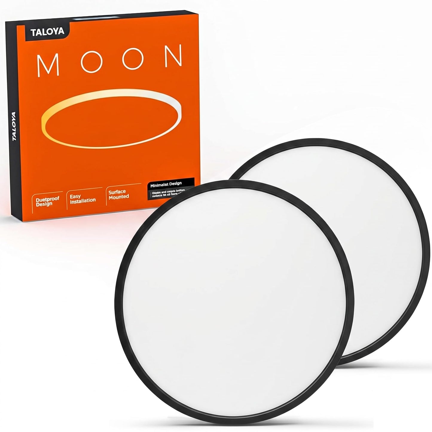 TALOYA 2 Pack 12 Inch LED Flush Mount Ceiling Light Fixture,20W 5CCT | Edge-Lit LED Ceiling Light Fixture for Bedroom,Kitchen,Laundry,Basement,Closet Room,3000K-6500K,100-240V Compatible,White