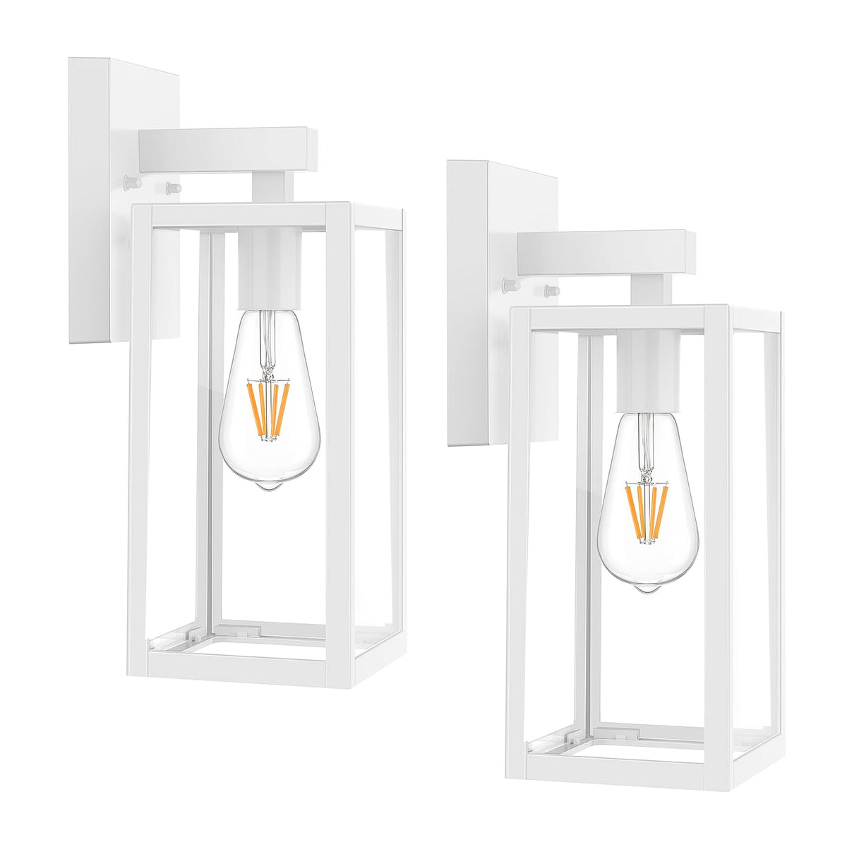 MAXvolador Outdoor Wall Light Fixtures, Exterior Waterproof Wall Lanterns | Black Porch Wall Lights, Anti-Rust, E26 Socket, Clear Glass Outside Wall Mount Sconces, Front Door Lighting for Patio, 2 Pack