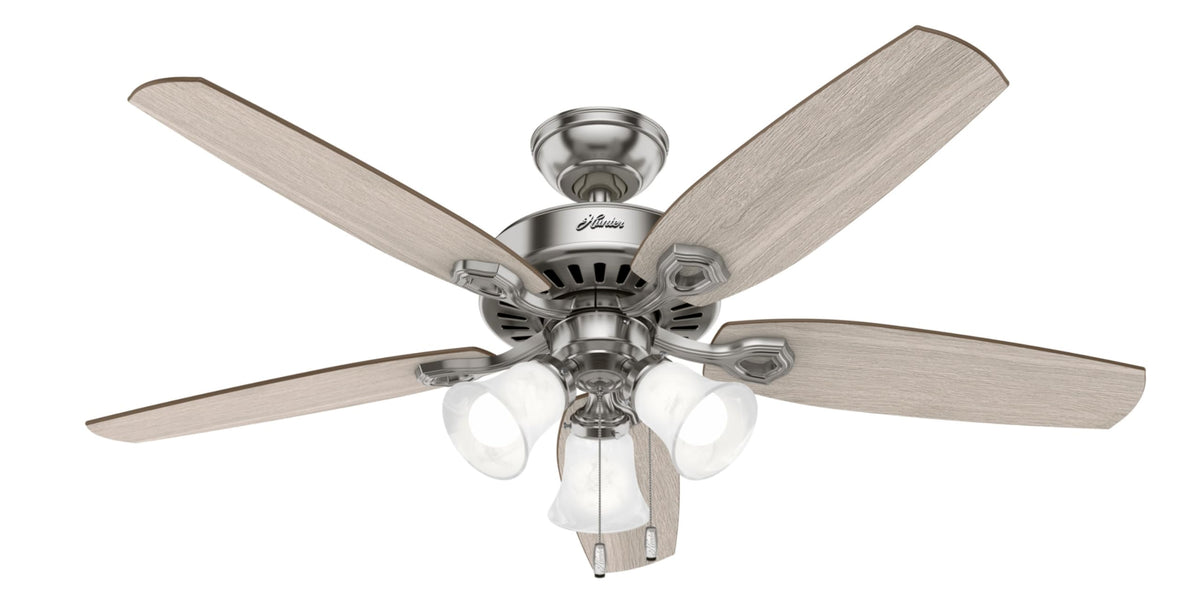 Hunter Builder Plus, Indoor, Ceiling Fan, Pull Chain, 52 inch, New Bronze | with LED Lights, Standard Mount, 5 Blades, For Bedroom, Living Room, Includes Bulbs, 53238