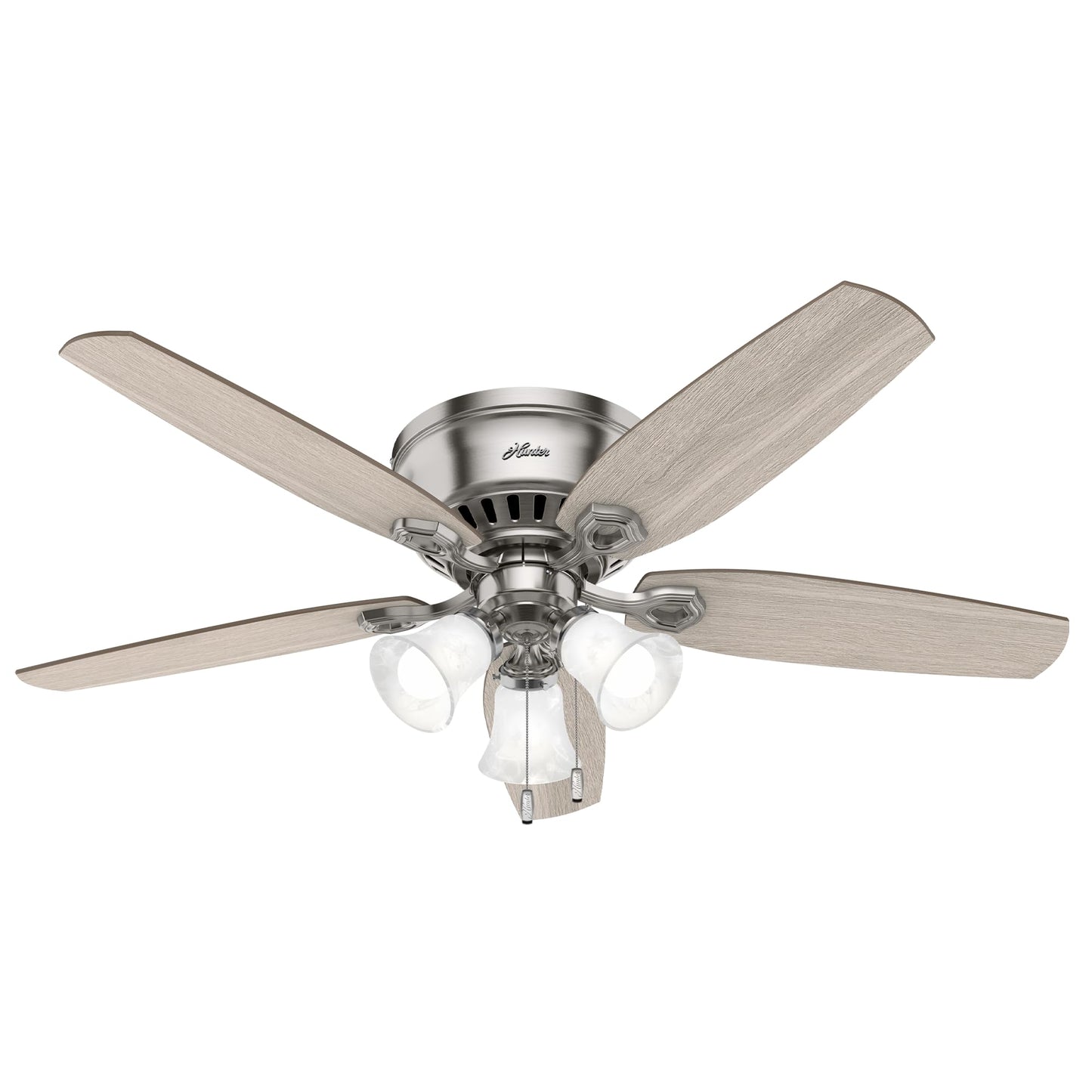 Hunter Builder, Indoor, Ceiling Fan, with LED Lights, 52 inch, New Bronze | Low Profile Flush Mount, Pull Chain, 5 Blades, For Bedroom, Living Room, Kitchen, 53327