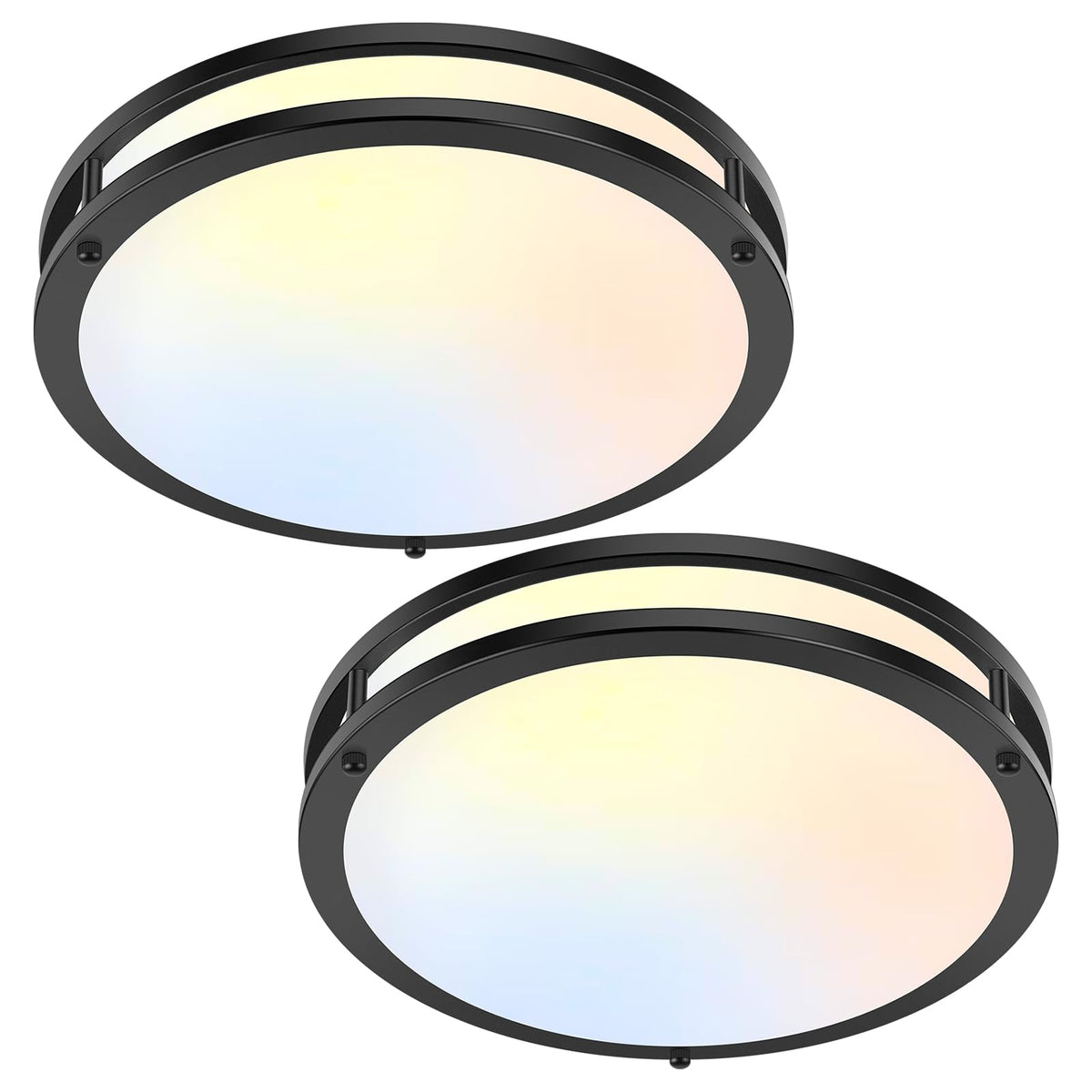 36W LED Ceiling Lights 3600lm Super Bright, Flush Mount Light Fixtures | Dimmable, 6500K/5000K/4000K/3000K/2700K Adjusted Modern Ceiling Lights 2PACK, 13in Ceiling Lamps for Bedroom Kitchen, Nickle