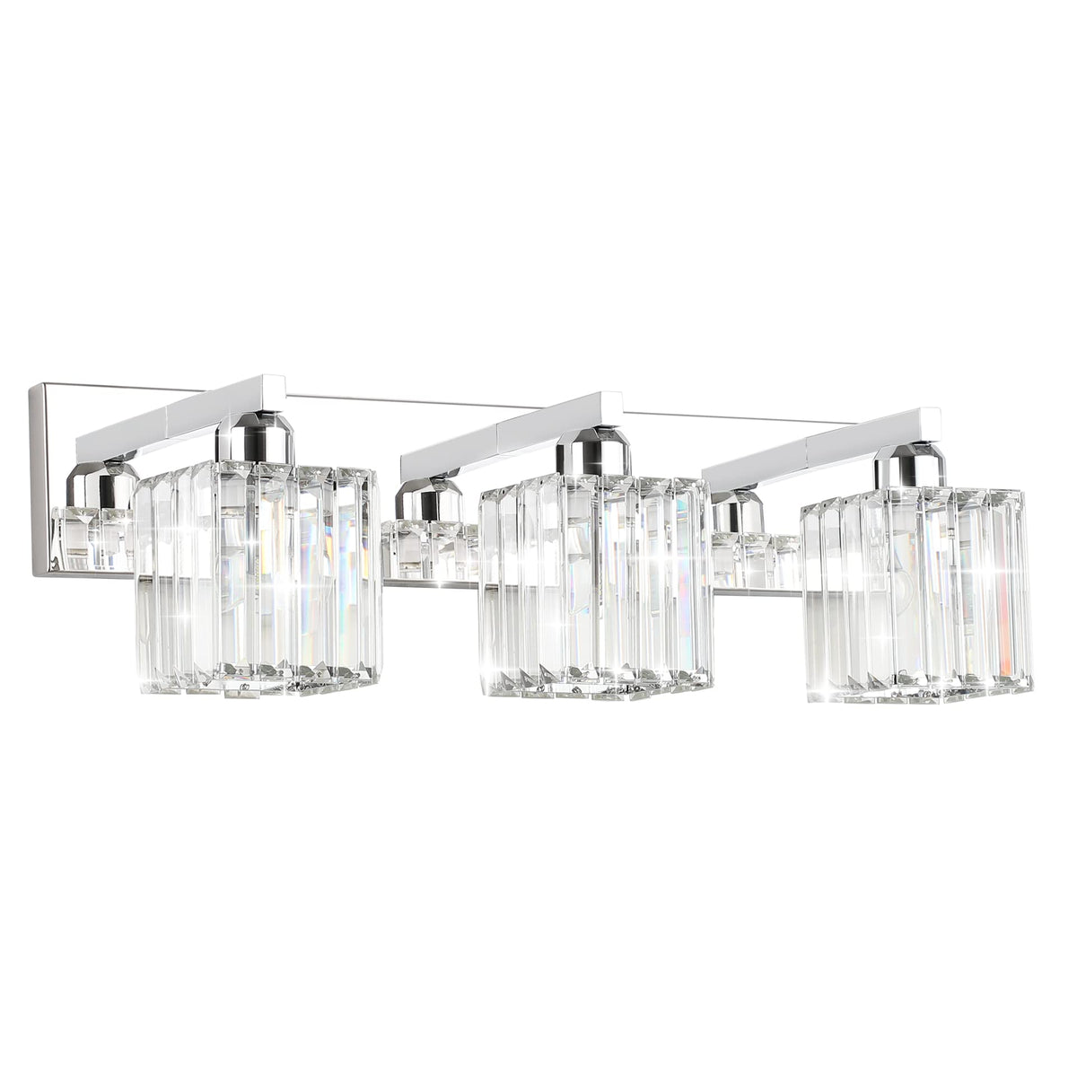 Aipsun Brushed Nickel Vanity Light Bathroom Lighting Fixtures 3 Light Crystal Modern Bathroom Vanity Light (Exclude Bulb)