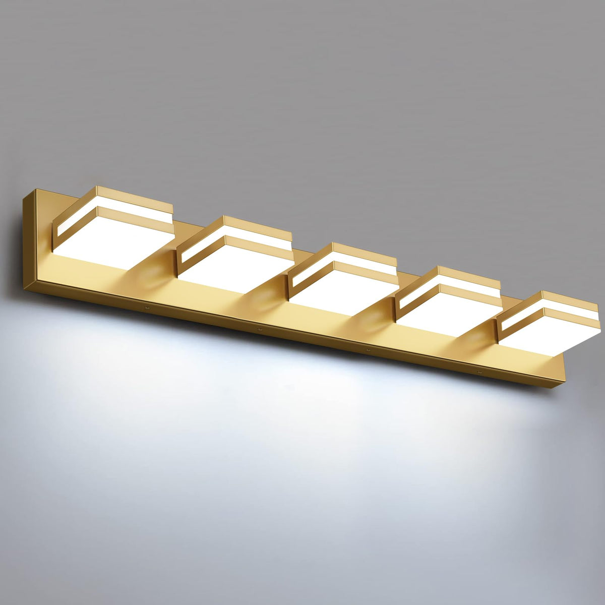 IZORRO LED Modern Bathroom Lights Fixtures(4-Light,Dimmable,360°Rotate),Matte Black Acrylic Wall Lighting,Vanity Lights for Bathroom Over Mirror - 6000k 24In （No Assembly Required）