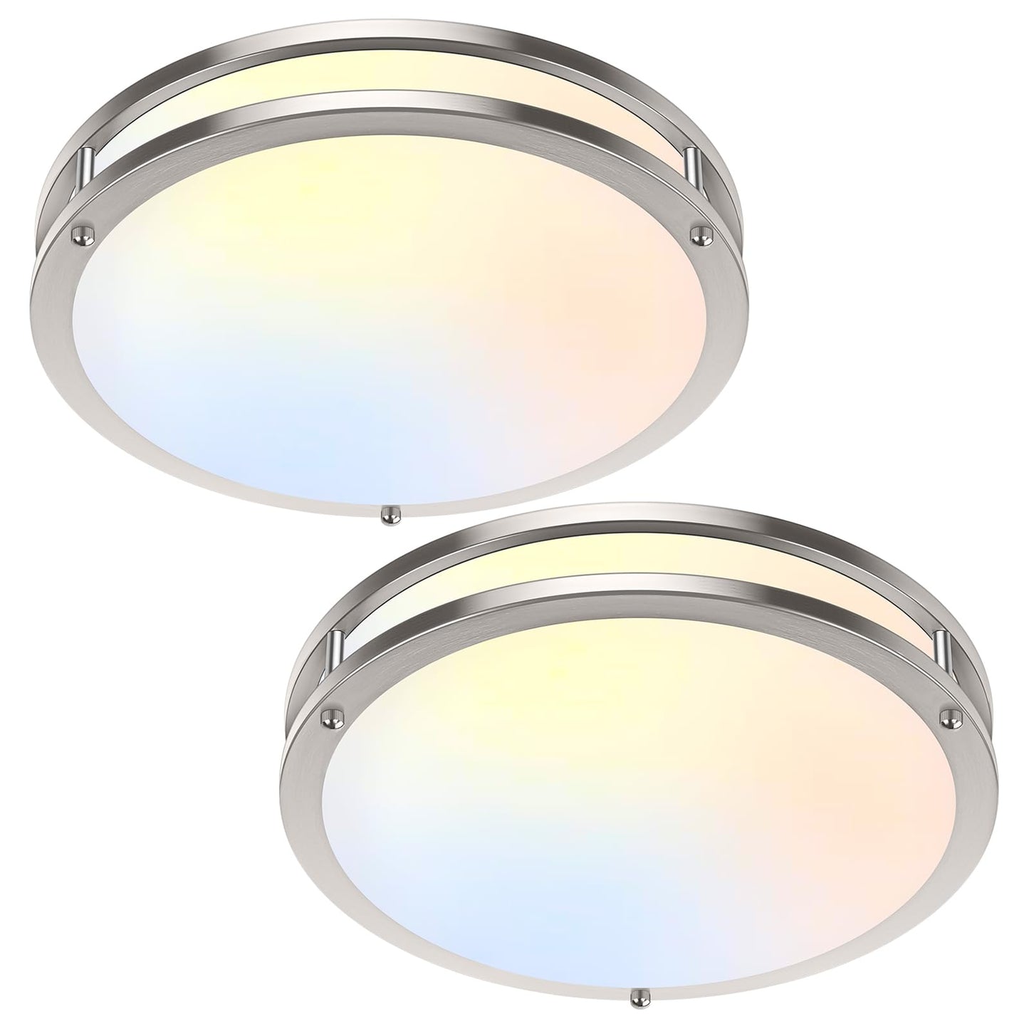 36W LED Ceiling Lights 3600lm Super Bright, Flush Mount Light Fixtures | Dimmable, 6500K/5000K/4000K/3000K/2700K Adjusted Modern Ceiling Lights 2PACK, 13in Ceiling Lamps for Bedroom Kitchen, Nickle