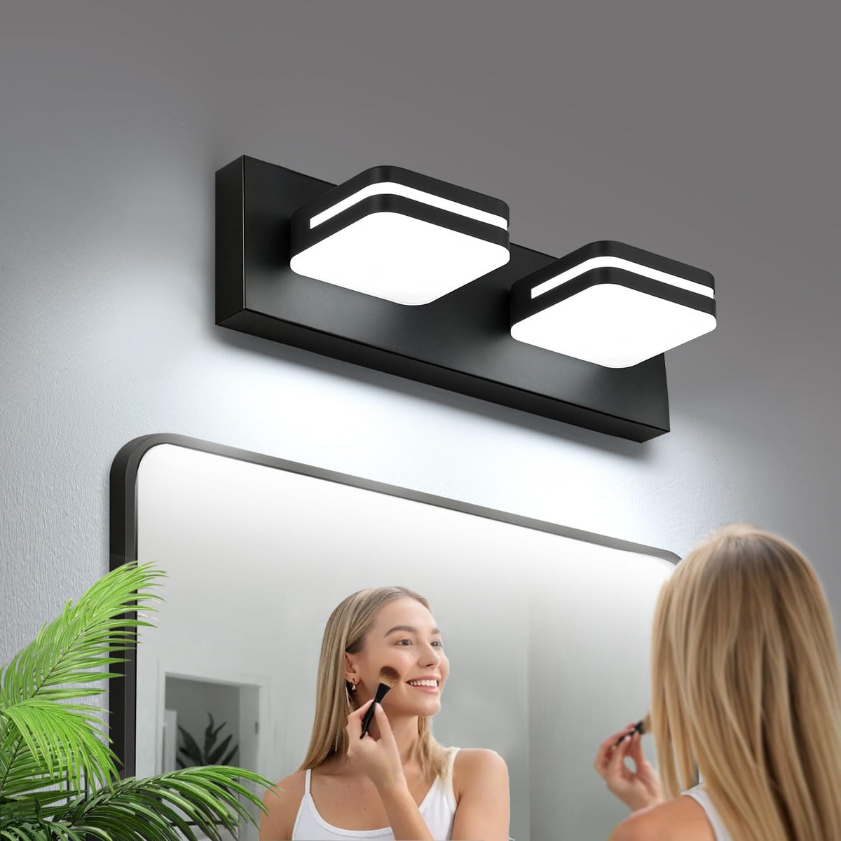Torondo 360° Rotate LED Bathroom Vanity Light Fixtures, Acrylic Vanity Lights for Bathroom, Modern Wall Lighting Fixtures Over Mirror Living, Brushed Nickel, Natural White, 3-Light, 17-Inch