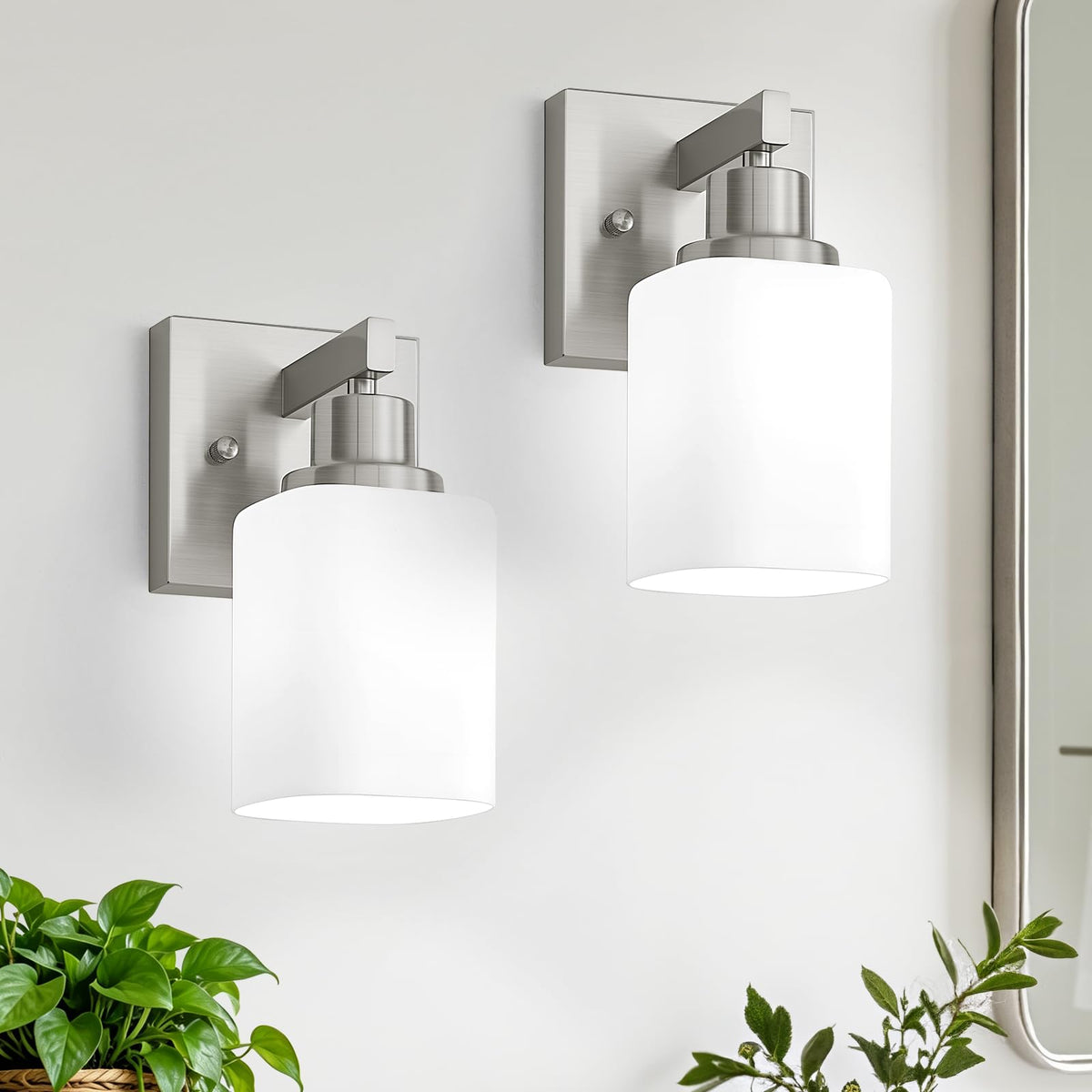 3-Light Bathroom Vanity Light,Modern Matte Black Bathroom Light Fixtures with Square Frosted Glass,Wall Sconces Lighting fixtures Over Mirror Restroom, Living Room Hallway