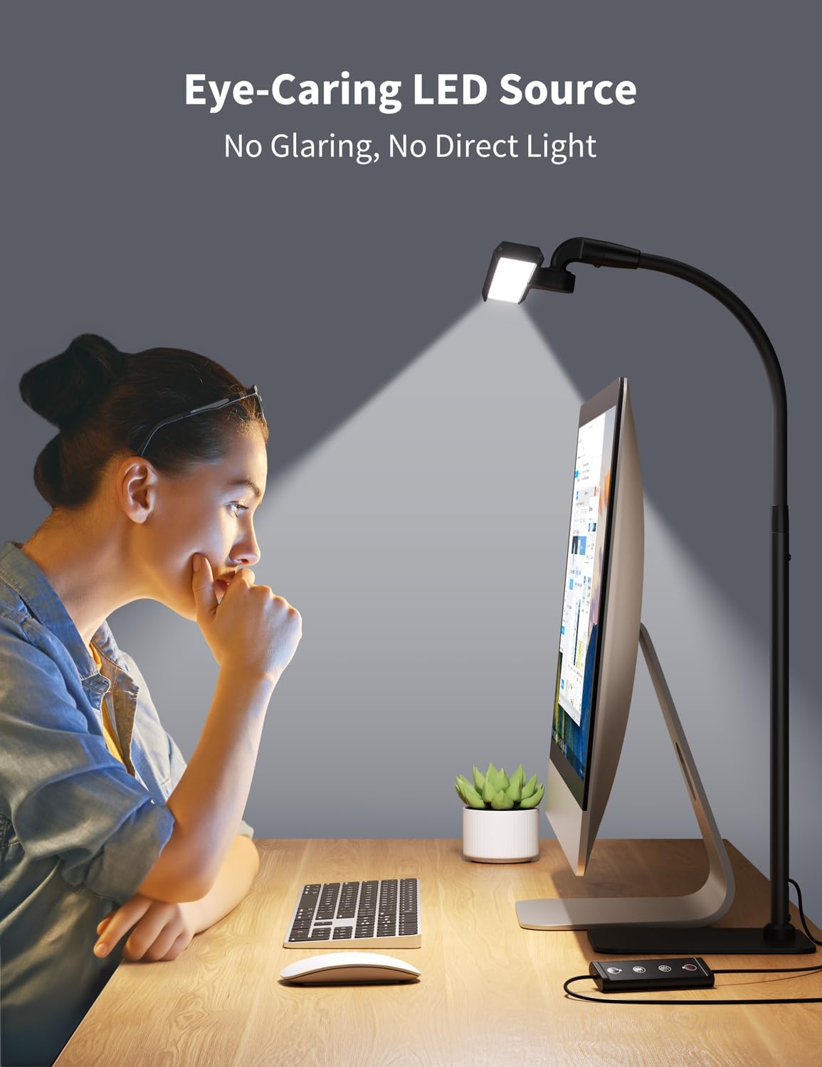 Kary LED Desk Lamp, Flexible Gooseneck Task Light with Base and Timer | 12W Tall Architect Lamp for Home Office Working, Reading, Crafting, Study, 5-Level Dimmable Brightness and Color