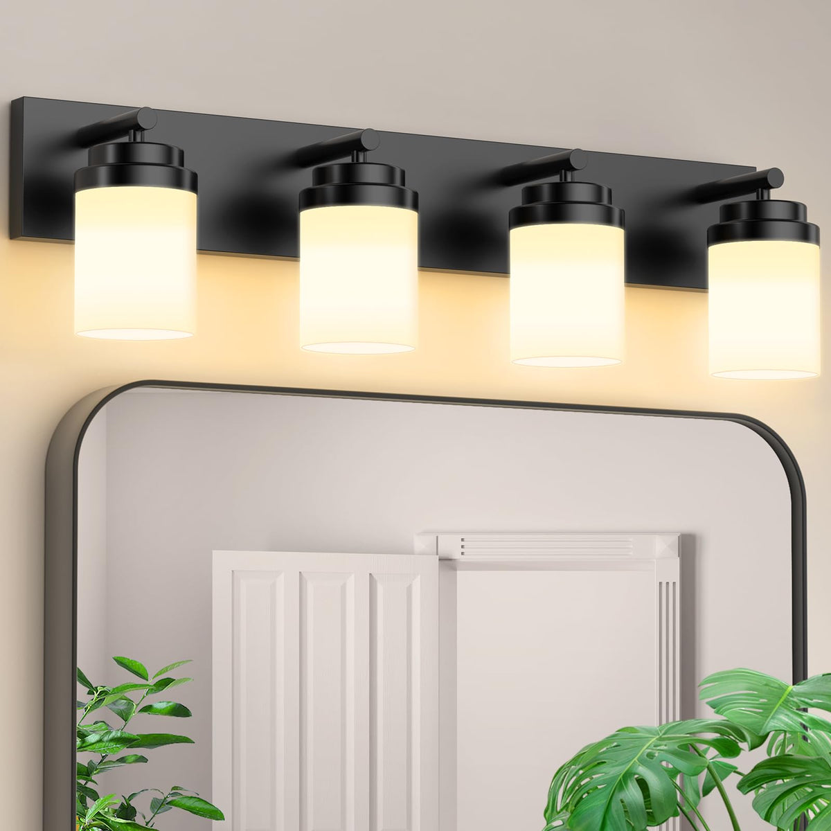 IZORRO Bathroom Vanity Light Fixture, 3-Light 22 Inch Matte Black Bathroom Light Fixtures Over Mirror, with Clear Glass Shade, Modern Farmhouse Vanity Lights, Rustic Restroom Lighting Fixtures