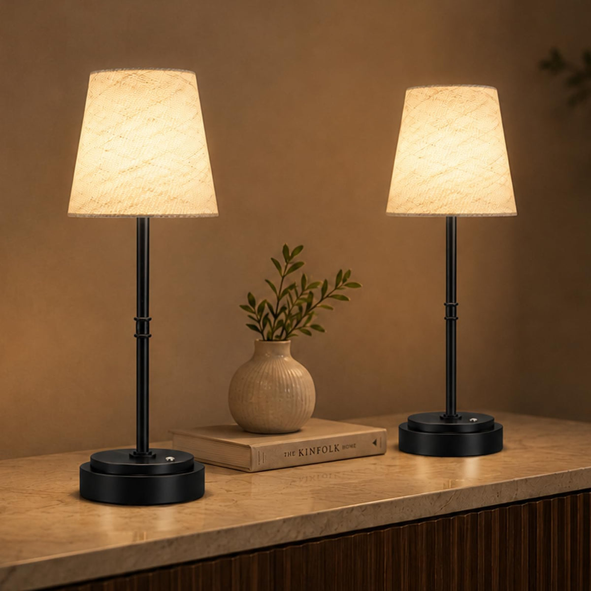 Rechargeable Cordless Table Lamp, Nightstand to End Table,Gold,1 Pack | 6000mAh Battery Operated, 16-Inch Antique Brass Aesthetic, For Kitchen Counter, Bathroom Vanity and Dining Room