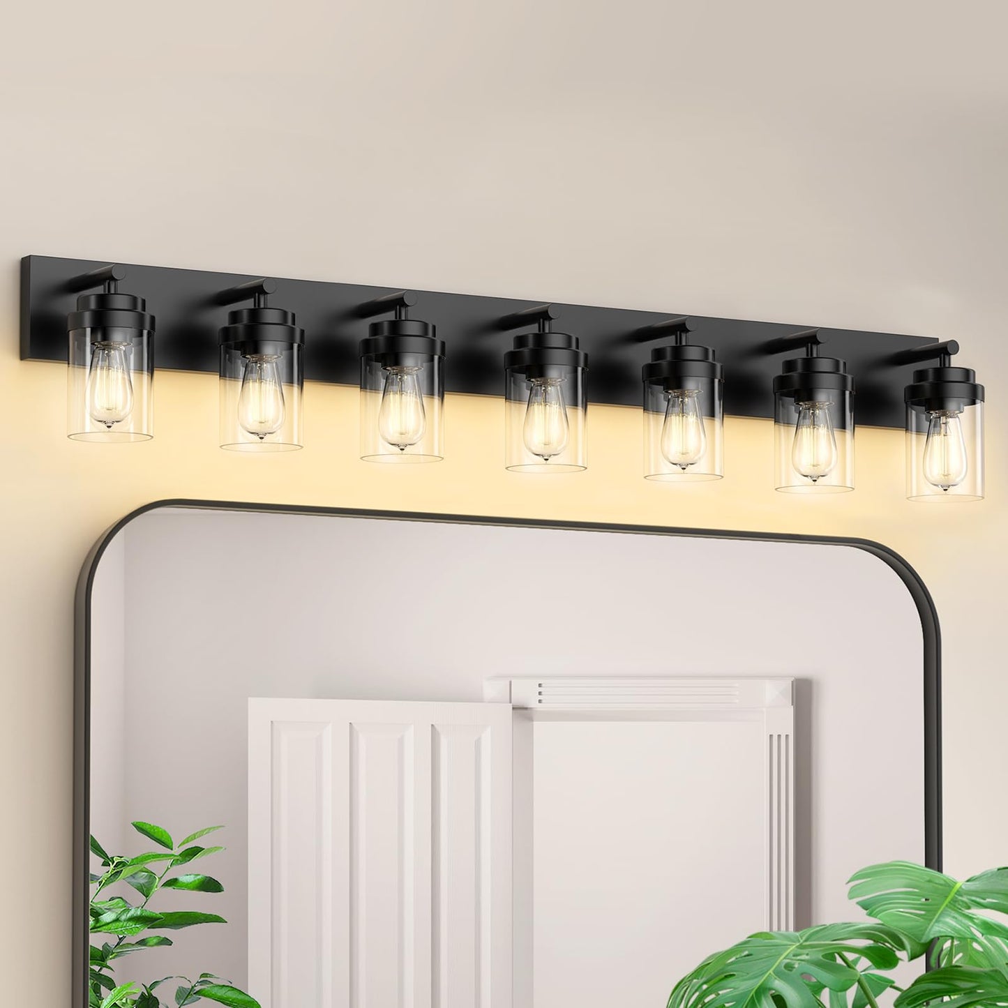 IZORRO Bathroom Vanity Light Fixture, 3-Light 22 Inch Matte Black Bathroom Light Fixtures Over Mirror, with Clear Glass Shade, Modern Farmhouse Vanity Lights, Rustic Restroom Lighting Fixtures
