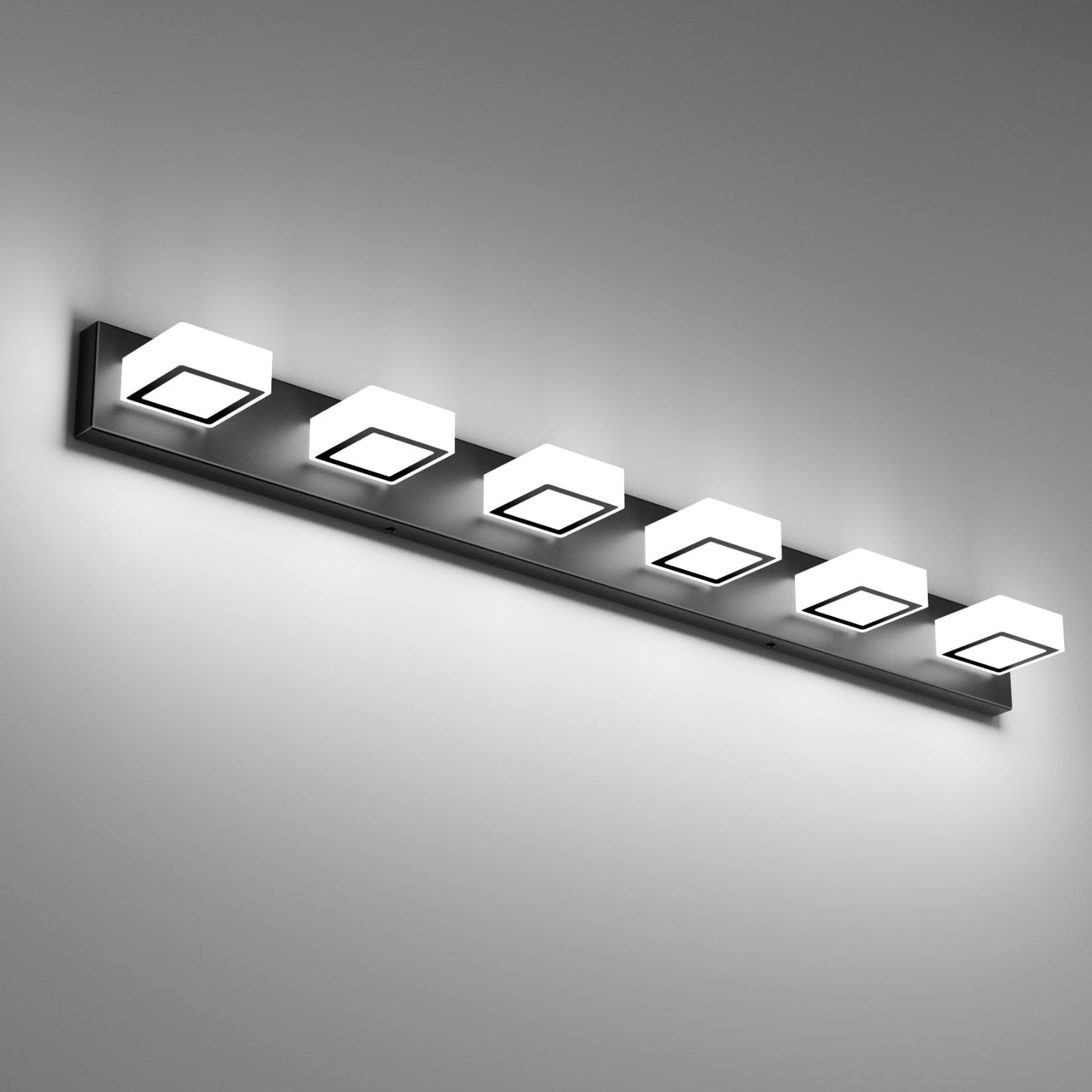 Ralbay LED Black 4 Lights Acrylic Lighting Fixtures Modern Matte Black Bathroom Vanity Lights