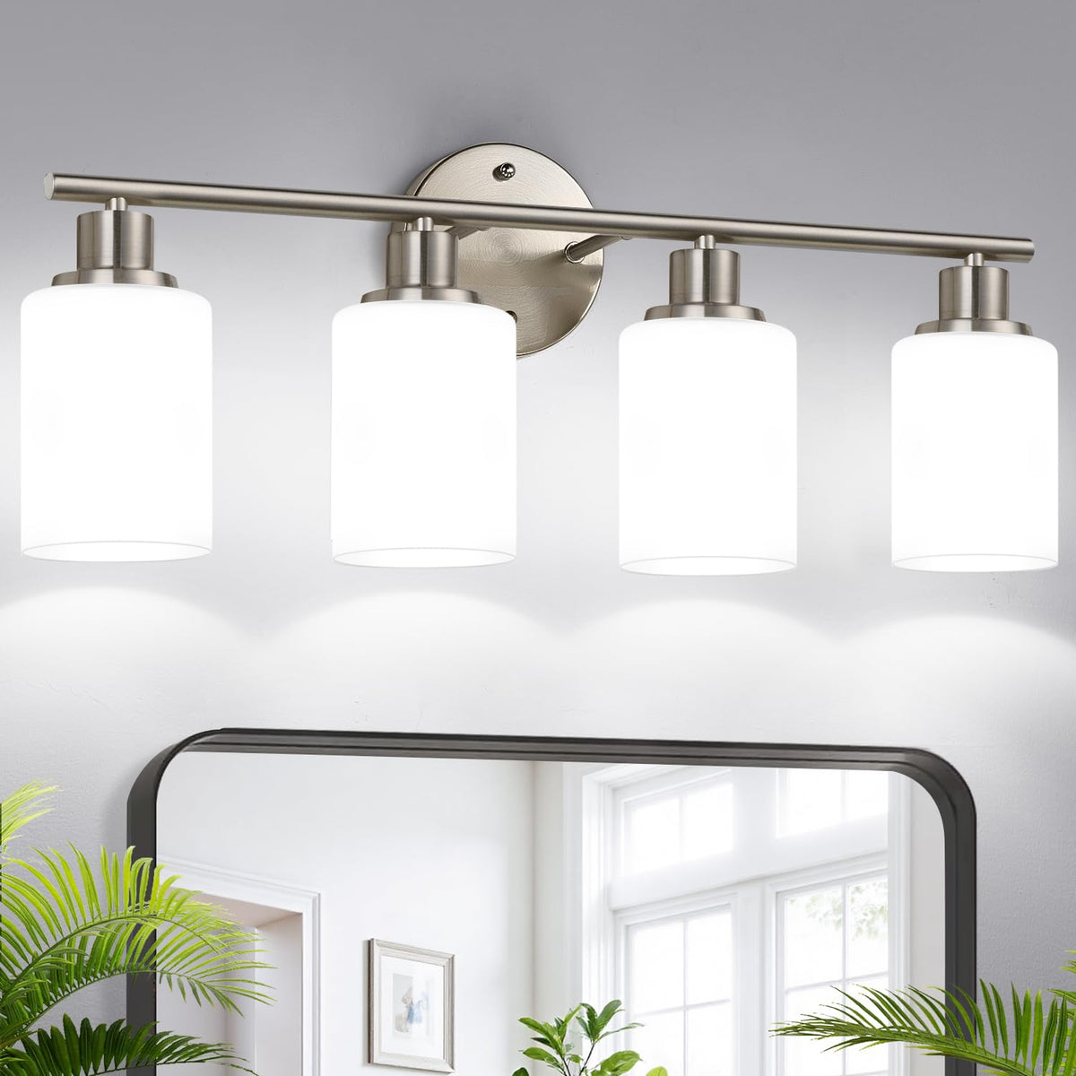 Zarbitta 3-Light Bathroom Light Fixtures, Brushed Nickel Vanity Light, Farmhouse Wall Lights with Clear Glass Shade, Bathroom Wall Lamp for Mirror Kitchen Bedroom Hallway Living Room Hallway Cabinet