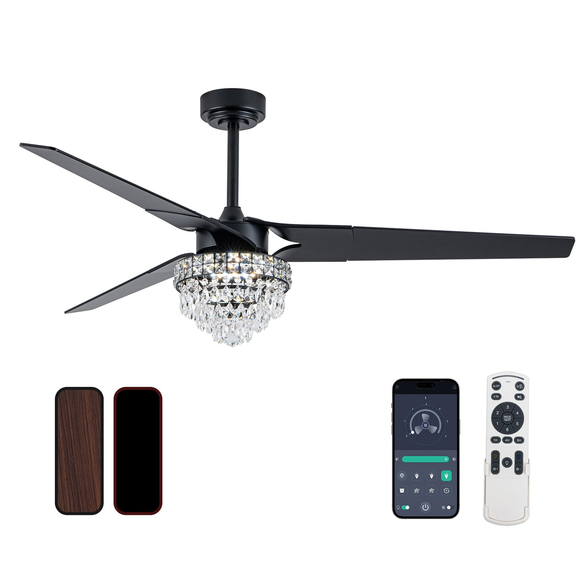 Gold Ceiling Fan with Lights and Remote, 52 In | 3 Blade Style, App Remote Control, Timer, Reversible, 3CCT, 6 Speed, 2 Color Blade for Indoor, Bedroom, Living Room