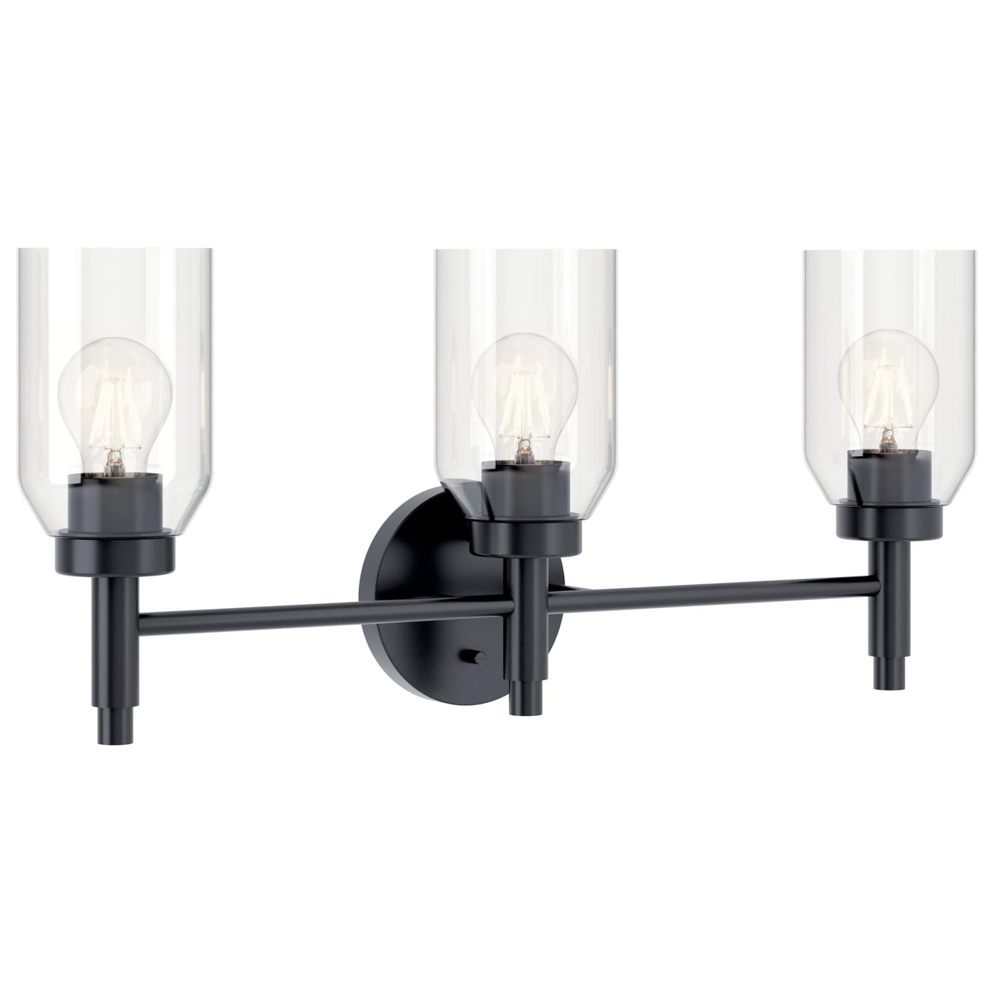 Kichler Madden 3-Light Bathroom Vanity Light, Champagne Bronze | Modern vanity light with clear glass for single bathroom mirrors (24" x 10.5"), 55185CPZ