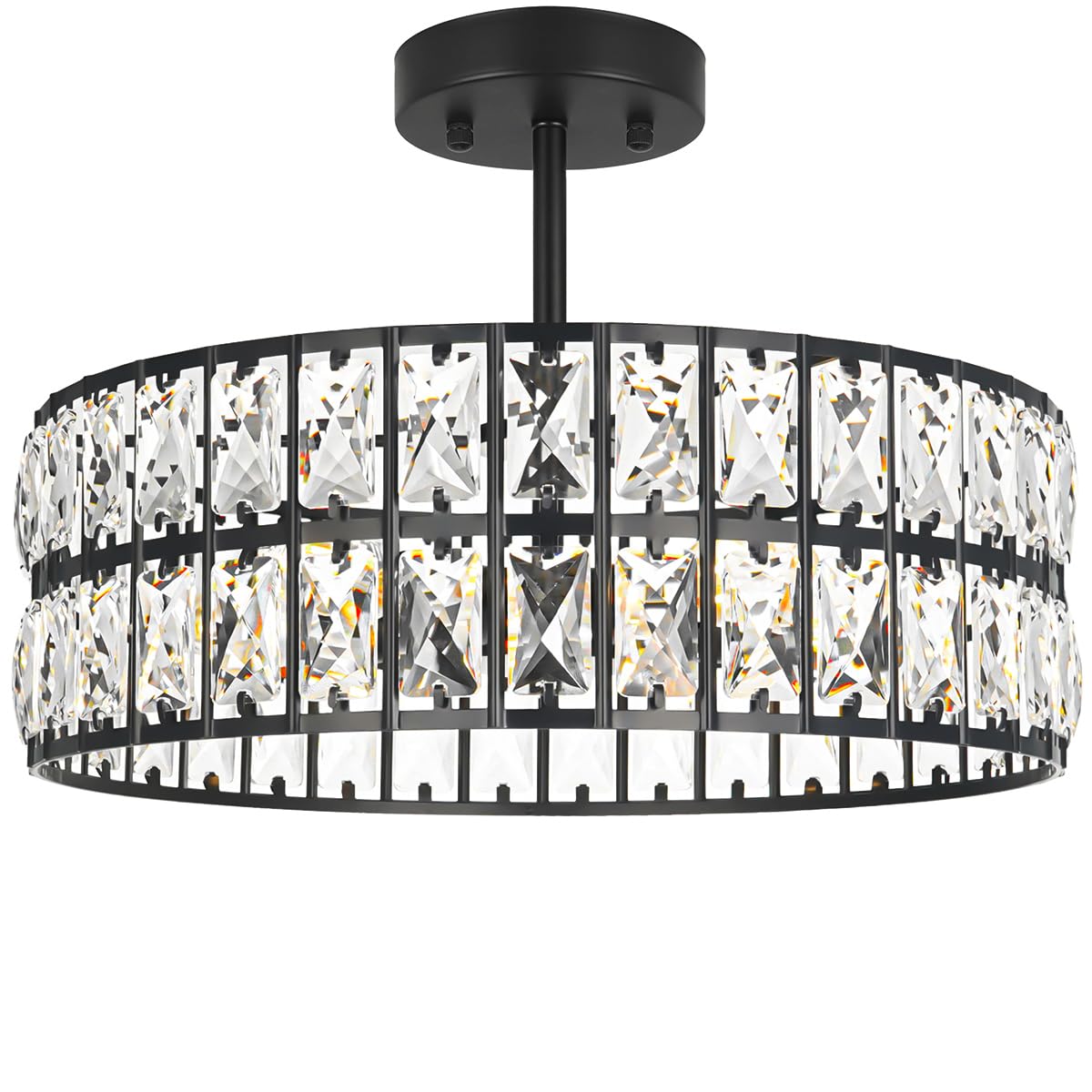 Crystal Ceiling Light Fixture, Modern Semi Flush Mount Ceiling Light, Gold Hallway Lighting Fixtures Chandelier for Kitchen, Close To Ceiling Light Fixtures for Entryway Bedroom, 1-Light, 11Inch