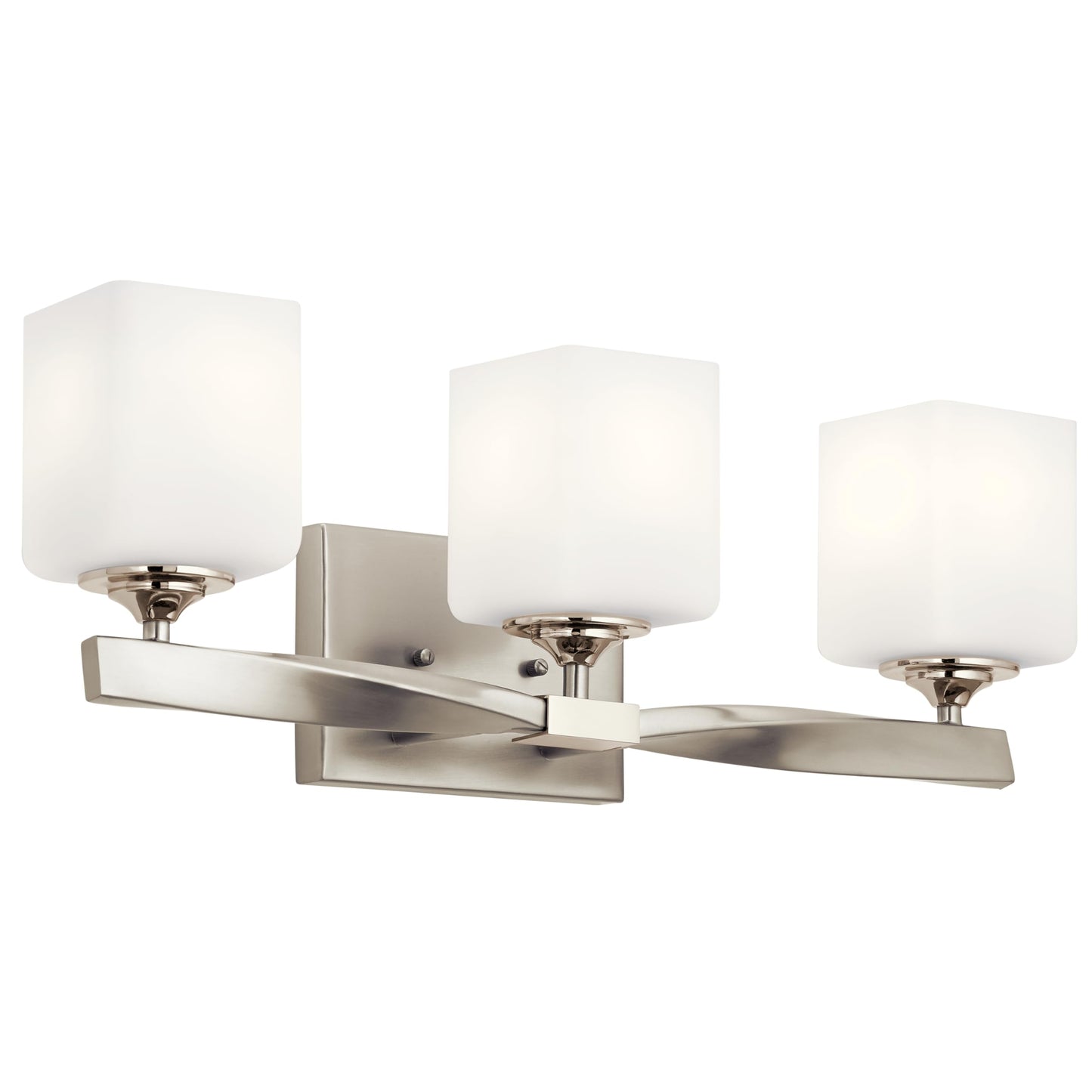 Kichler Marette 3-Light Bathroom Vanity Light, Champagne Bronze | Satin etched cased opal glass vanity light for bathrooms and powder rooms (23" x 8.25" x 6"), 55002CPZ