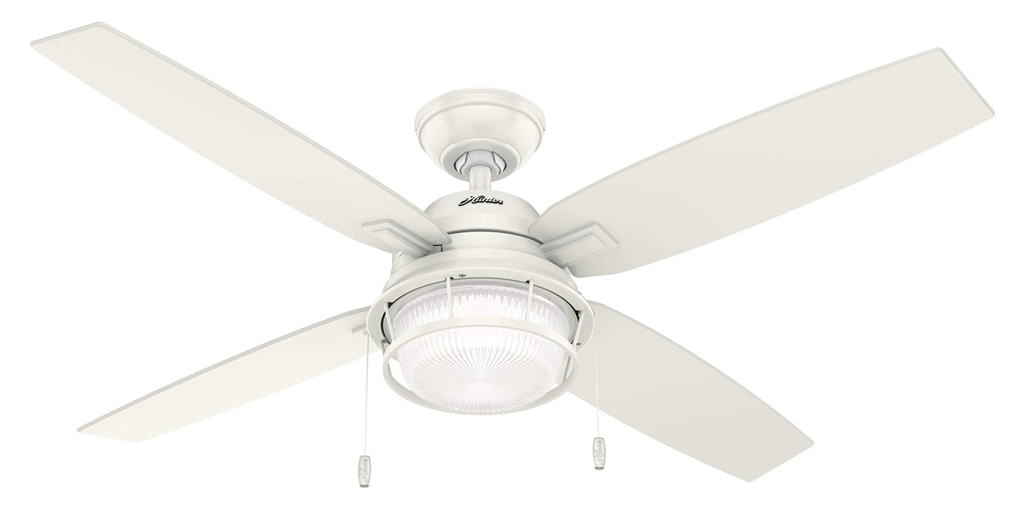 Hunter Ocala, Outdoor or Indoor, Ceiling Fan, Rustic, 52 inch, Noble Bronze | with LED Light and Pull Chain, Standard Mount, 4 Blades, For Living Room, Patio, Porch, Garage, 59214