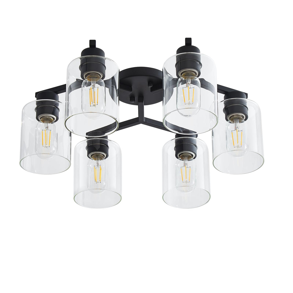 Semi Flush Mount Ceiling Light Kitchen Lighting Fixtures Ceiling Brushed Nickel Kitchen Cieling Light Fixtures with Clear Glass Shade for Dining Room Bedroom Living Room Hallway E26 Scoket