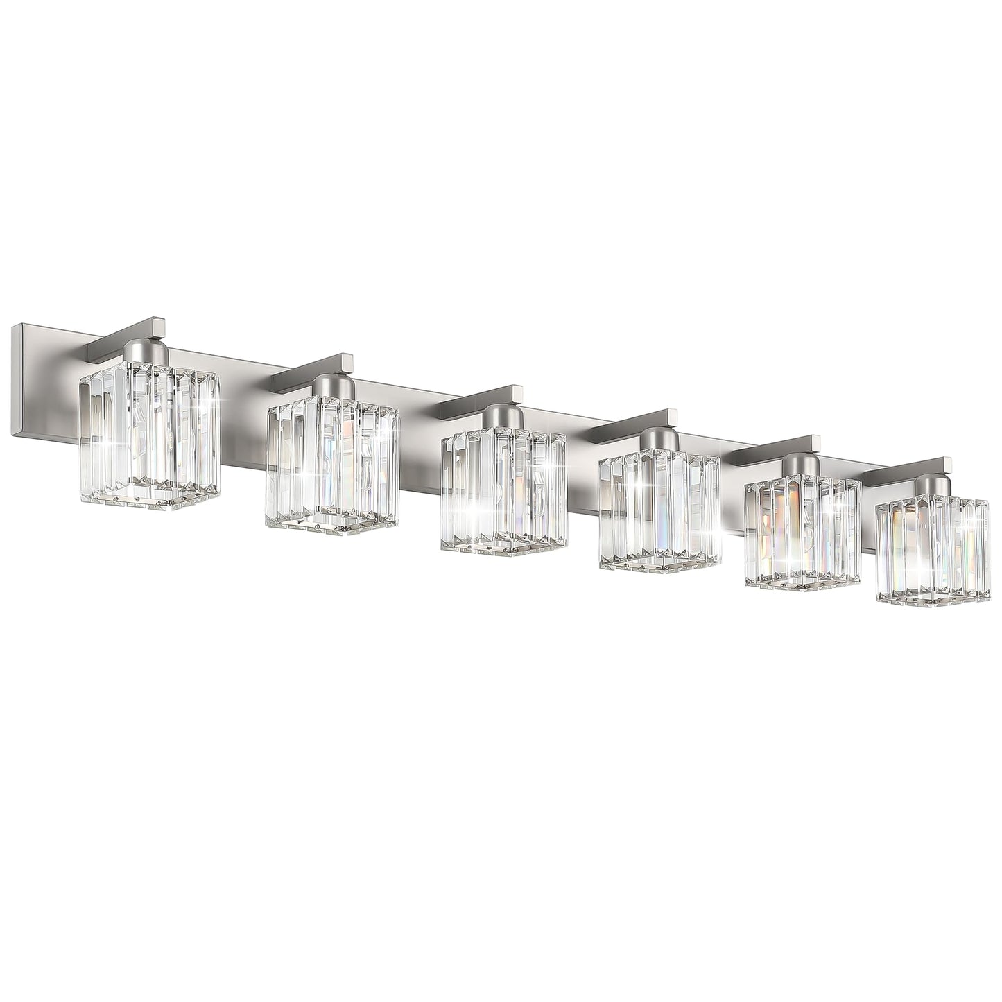 Aipsun Brushed Nickel Vanity Light Bathroom Lighting Fixtures 3 Light Crystal Modern Bathroom Vanity Light (Exclude Bulb)