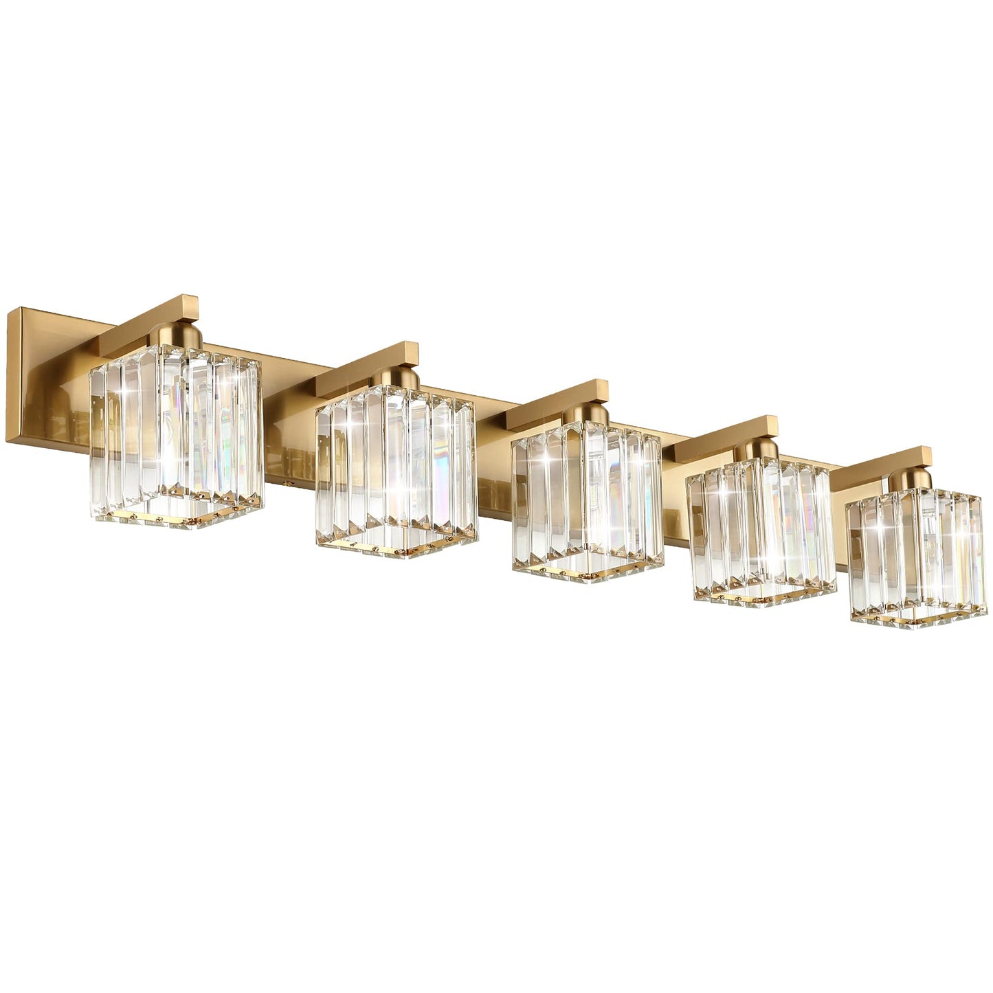 Aipsun Brushed Nickel Vanity Light Bathroom Lighting Fixtures 3 Light Crystal Modern Bathroom Vanity Light (Exclude Bulb)