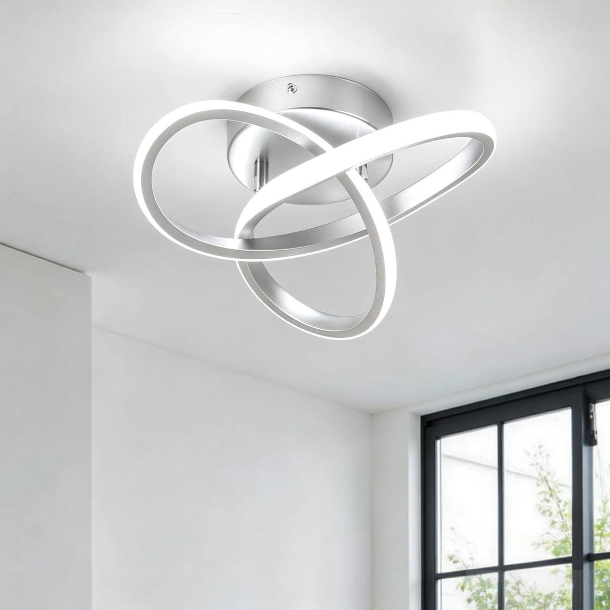 CANEOE Hallway Light Acrylic Modern LED Ceiling Light Fixtures Cool White 6000K Close to Ceiling Lights for Bedroom Bathroom Kitchen Balcony Corridor Stair Aisle Curved Creative Design Celing lamp