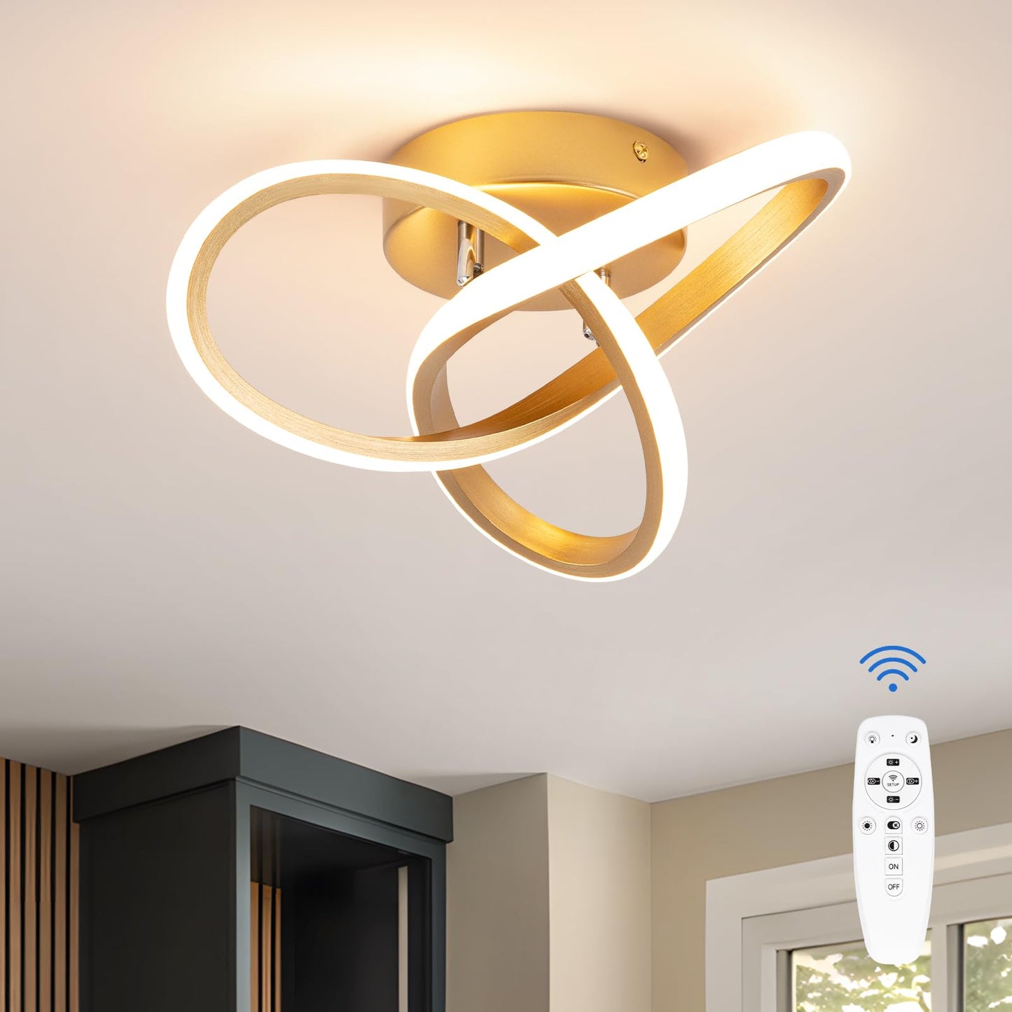 CANEOE Hallway Light Acrylic Modern LED Ceiling Light Fixtures Cool White 6000K Close to Ceiling Lights for Bedroom Bathroom Kitchen Balcony Corridor Stair Aisle Curved Creative Design Celing lamp