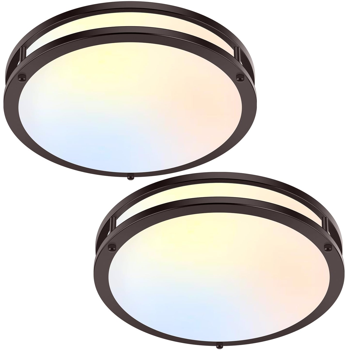 36W LED Ceiling Lights 3600lm Super Bright, Flush Mount Light Fixtures | Dimmable, 6500K/5000K/4000K/3000K/2700K Adjusted Modern Ceiling Lights 2PACK, 13in Ceiling Lamps for Bedroom Kitchen, Nickle