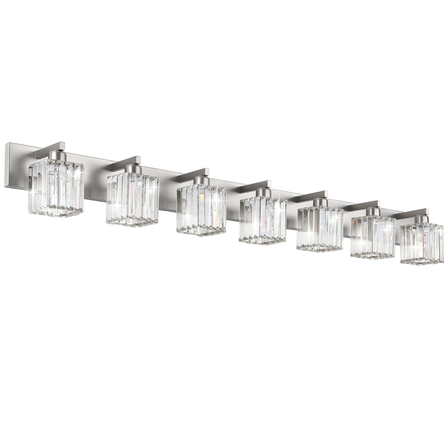 Aipsun Brushed Nickel Vanity Light Bathroom Lighting Fixtures 3 Light Crystal Modern Bathroom Vanity Light (Exclude Bulb)