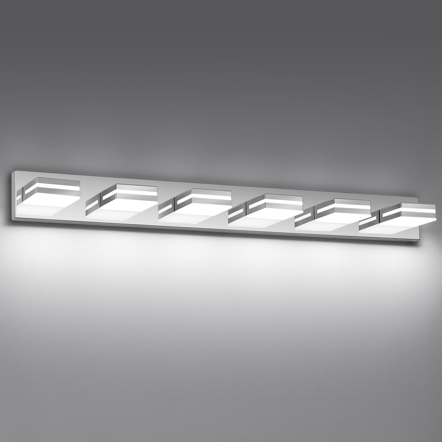 Modern LED Stainless Steel Chrome Acrylic Bathroom Lights Fixtures 3-Light | Wall Lighting,Vanity Lights for Bathroom Over Mirror 6000K 350°Rotate（No Assembly Required）
