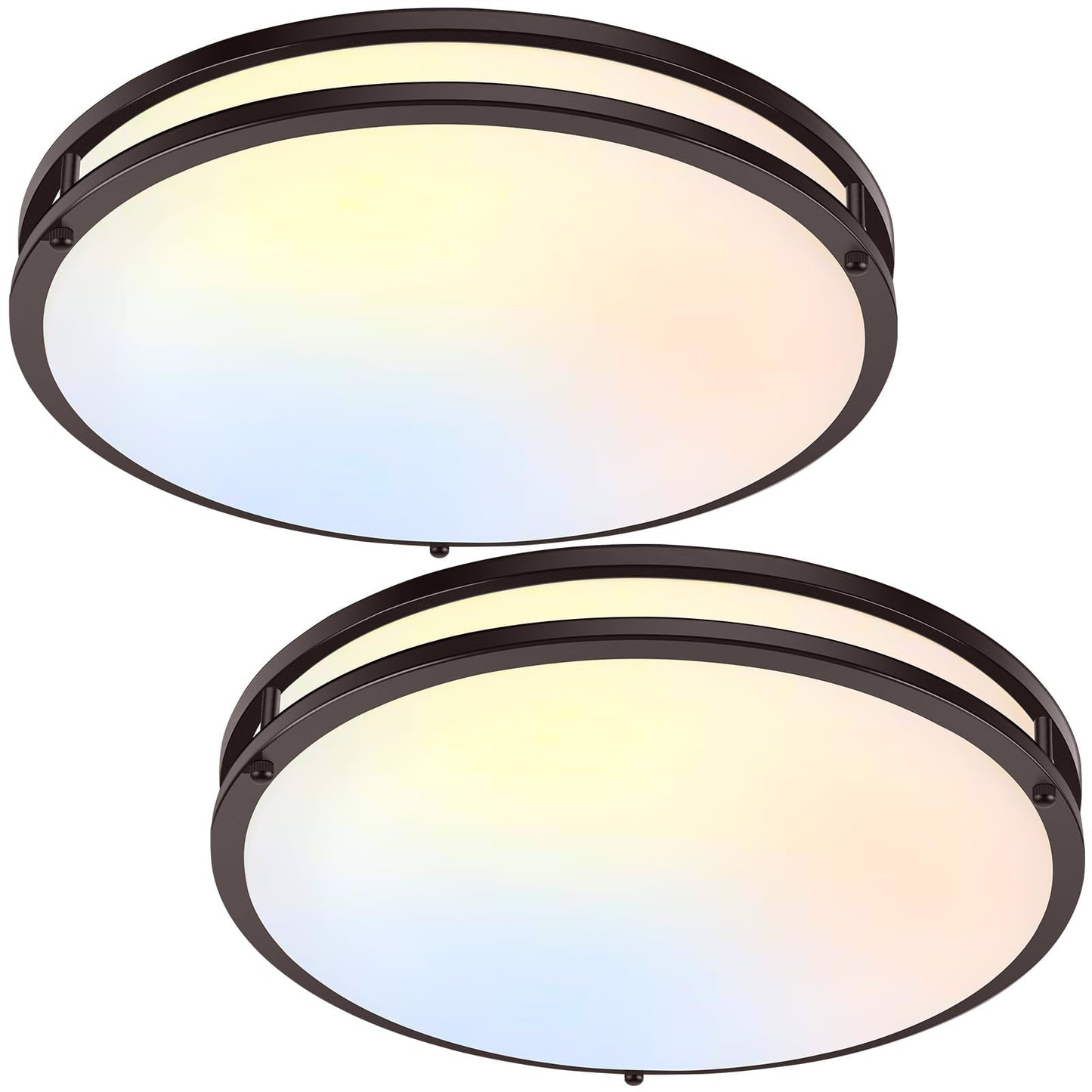 36W LED Ceiling Lights 3600lm Super Bright, Flush Mount Light Fixtures | Dimmable, 6500K/5000K/4000K/3000K/2700K Adjusted Modern Ceiling Lights 2PACK, 13in Ceiling Lamps for Bedroom Kitchen, Nickle