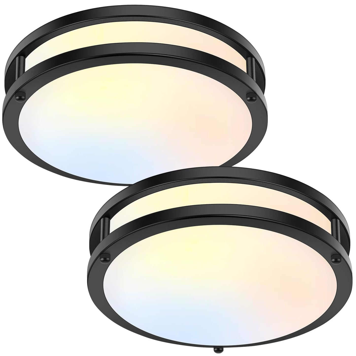 36W LED Ceiling Lights 3600lm Super Bright, Flush Mount Light Fixtures | Dimmable, 6500K/5000K/4000K/3000K/2700K Adjusted Modern Ceiling Lights 2PACK, 13in Ceiling Lamps for Bedroom Kitchen, Nickle