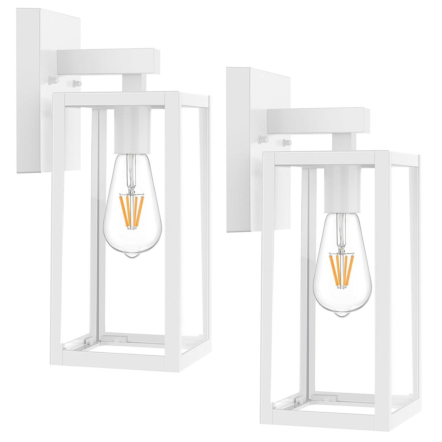 MAXvolador Outdoor Wall Light Fixtures, Exterior Waterproof Wall Lanterns | Black Porch Wall Lights, Anti-Rust, E26 Socket, Clear Glass Outside Wall Mount Sconces, Front Door Lighting for Patio, 2 Pack
