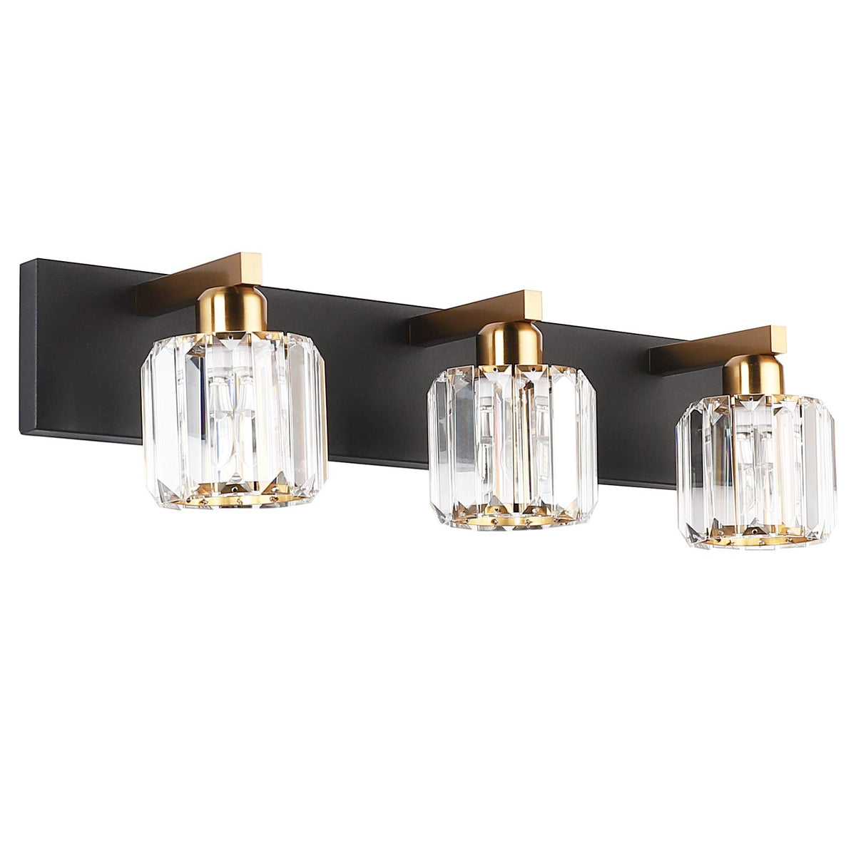 Aipsun Brushed Nickel Vanity Light Bathroom Lighting Fixtures 3 Light Crystal Modern Bathroom Vanity Light (Exclude Bulb)
