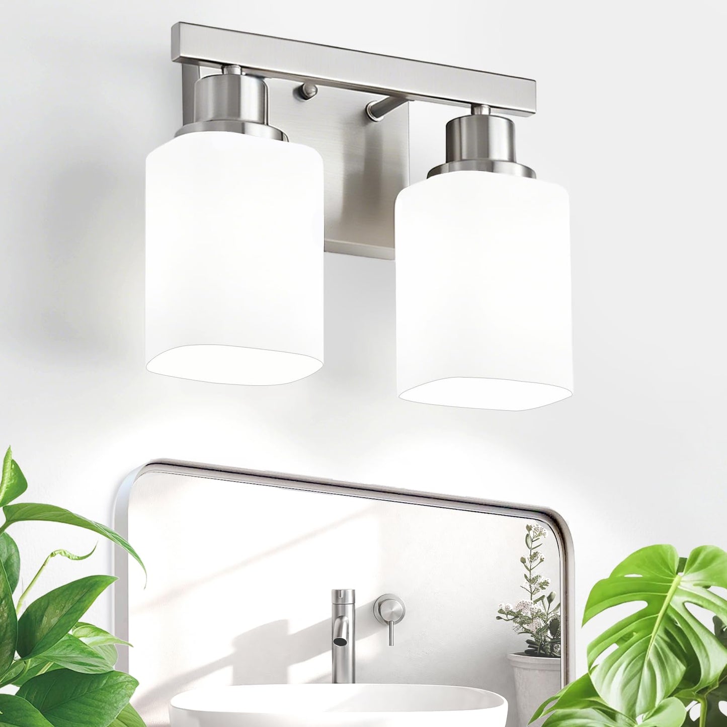 3-Light Bathroom Vanity Light,Modern Matte Black Bathroom Light Fixtures with Square Frosted Glass,Wall Sconces Lighting fixtures Over Mirror Restroom, Living Room Hallway