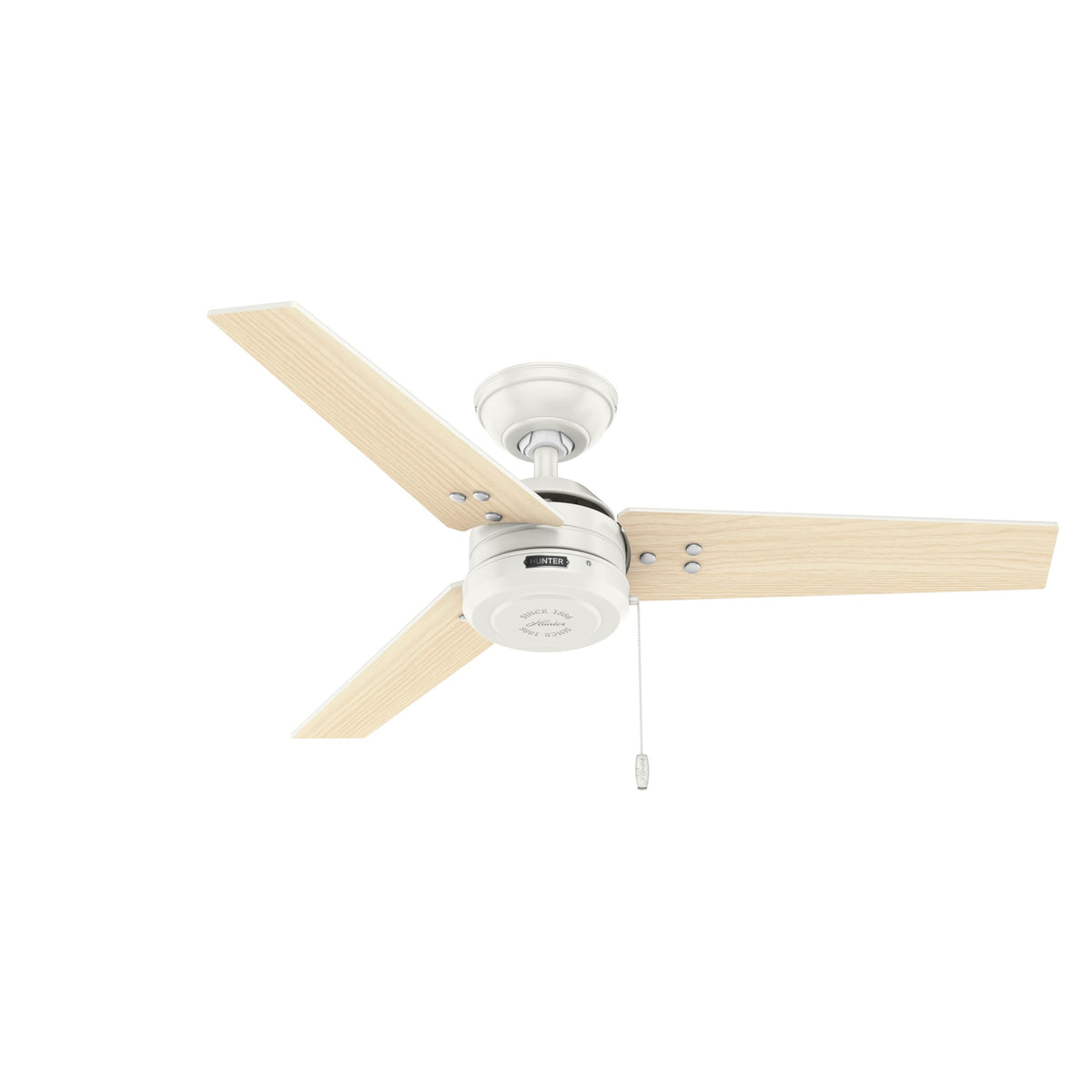 Hunter Cassius, Outdoor or Indoor, Ceiling Fan, 52 inch, Matte Black | No Light, Standard Mount, Pull Chain, 3 Blades, For Living Room, Patio, Porch, Garage, 59264