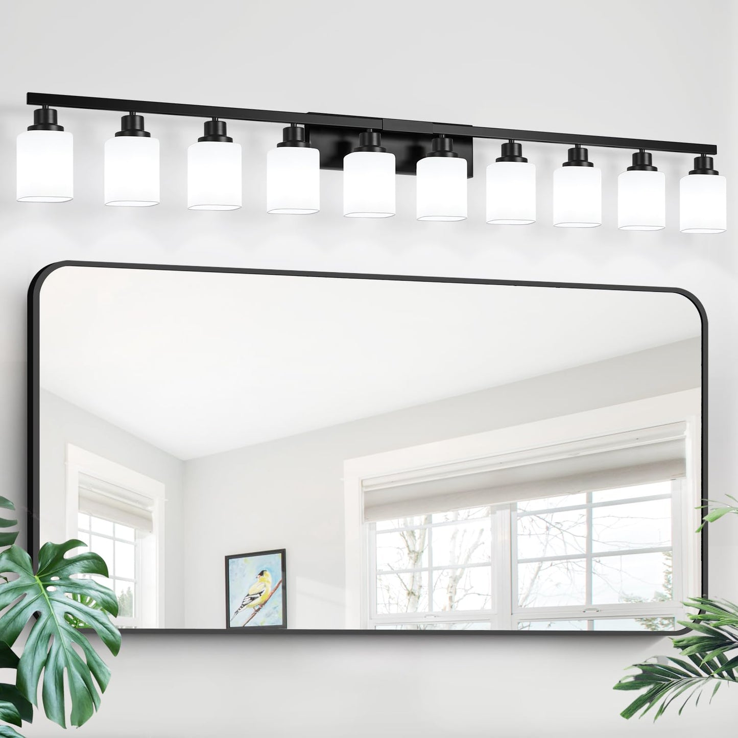 3-Light Bathroom Vanity Light,Modern Matte Black Bathroom Light Fixtures with Square Frosted Glass,Wall Sconces Lighting fixtures Over Mirror Restroom, Living Room Hallway
