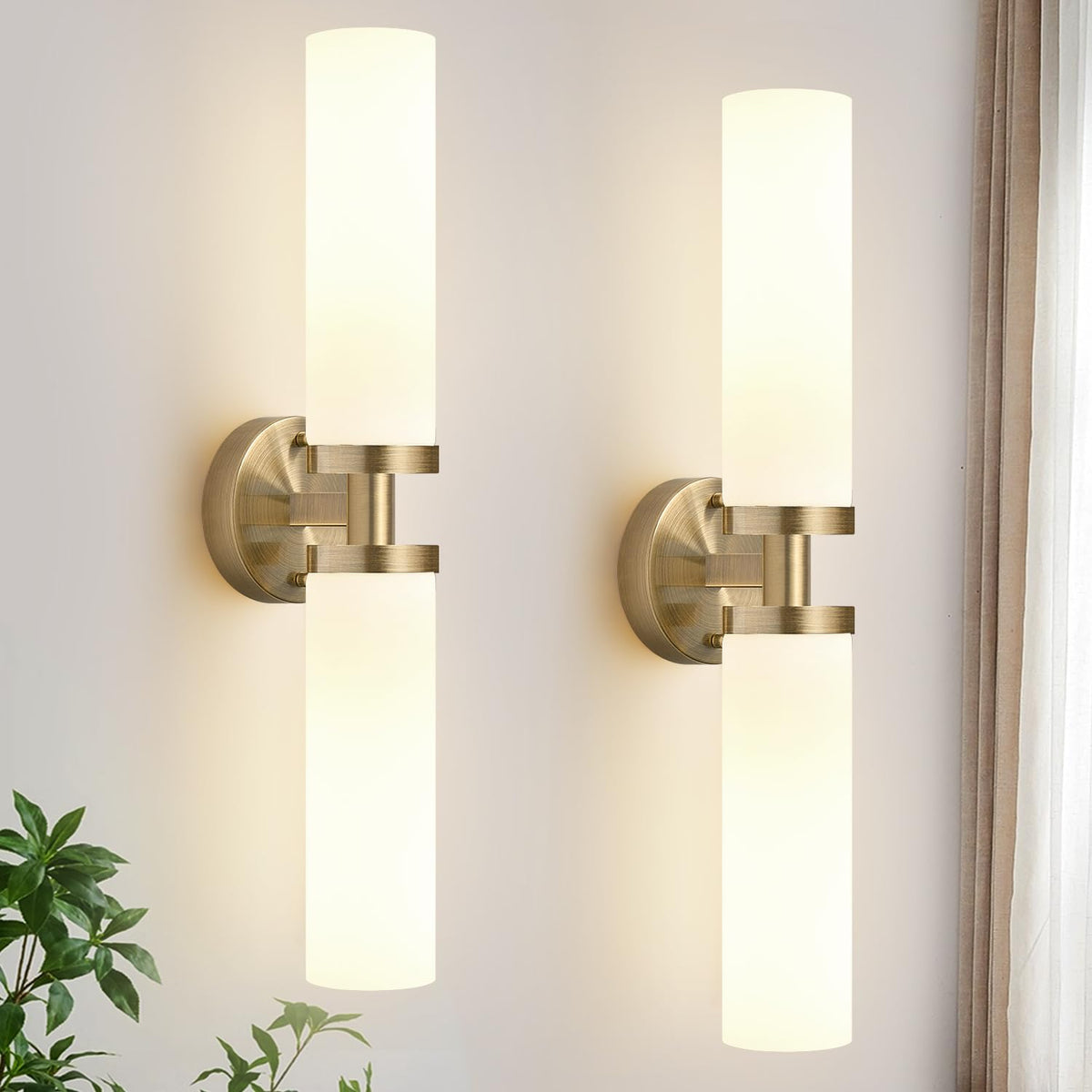 Indoi Hardwired Wall Sconces Set of Two, 22" Black and Gold Bathroom Sconces with Clear Glass, Modern Sconces Wall Decor Set of 2 Wall Light fixtures for Bathroom Mirror Living Room Hallway Bedroom